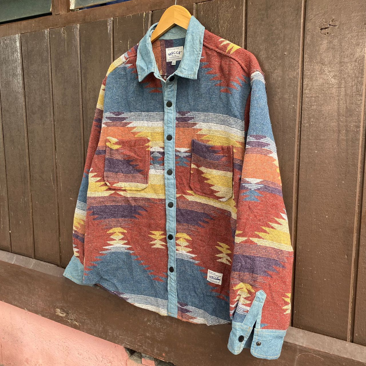 Japanese Brand MRGGR Aztec Navajo Print Shirt Jacket (Shacket) Size US M / EU 48-50 / 2 - 2 Thumbnail