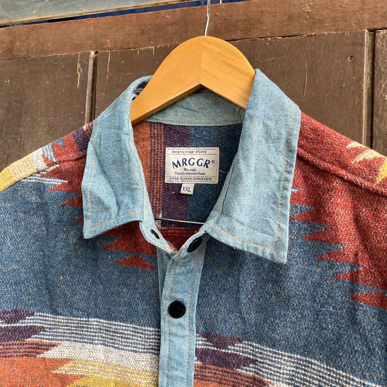 Japanese Brand MRGGR Aztec Navajo Print Shirt Jacket (Shacket) Size US M / EU 48-50 / 2 - 3 Thumbnail