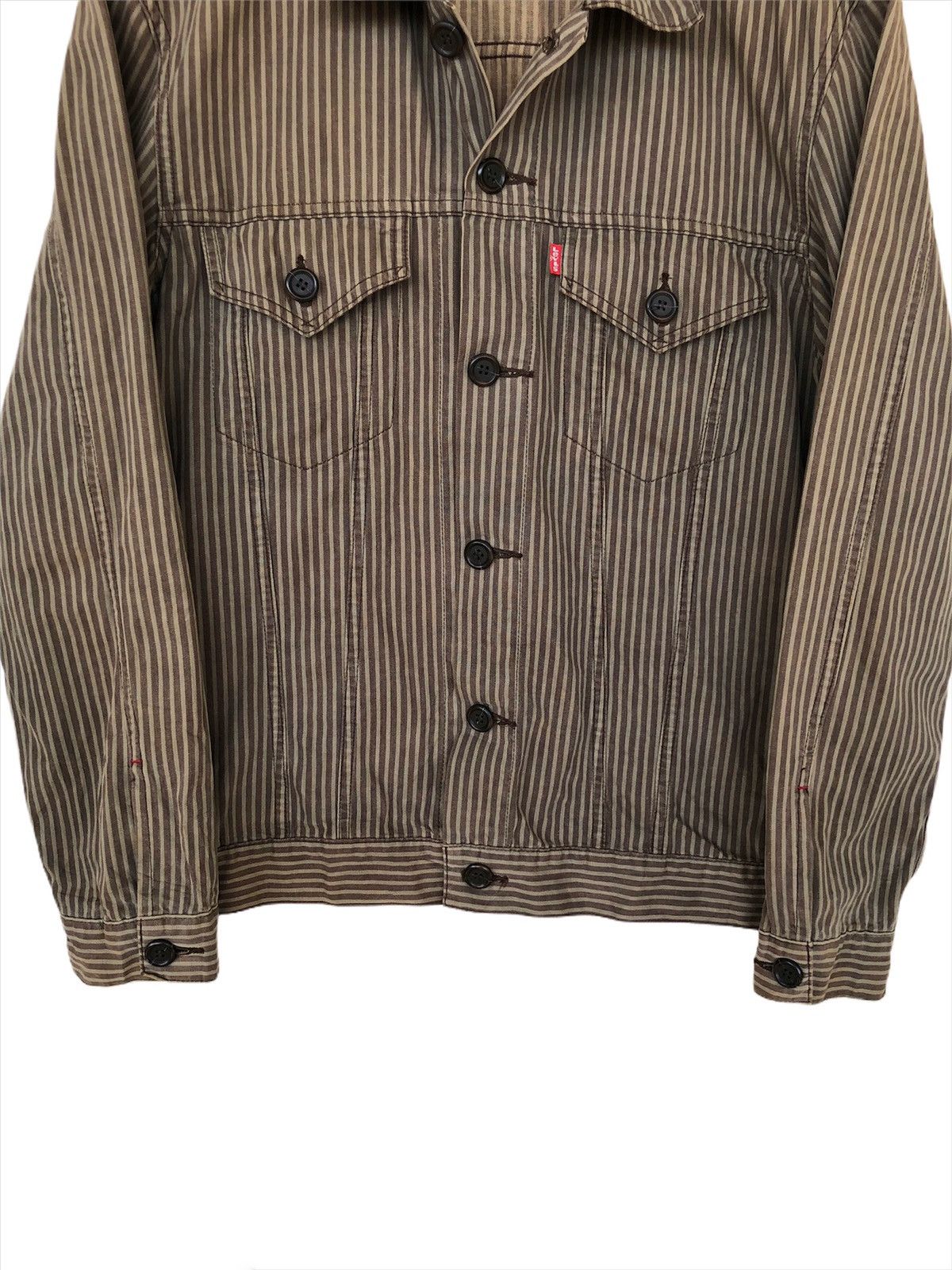 Levi's Made & Crafted 🇯🇵 Exc. Red Loop Sun Faded Striped Denim Jacket Size US M / EU 48-50 / 2 - 3 Thumbnail