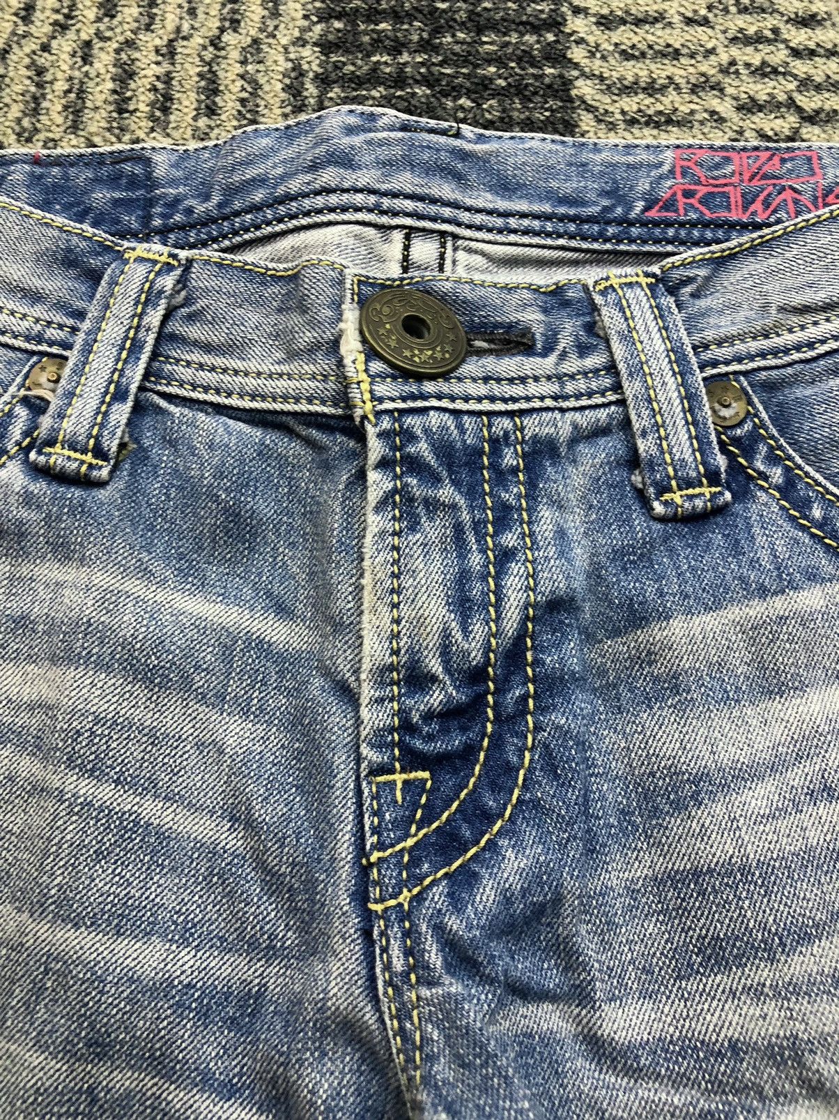 Japanese Brand Rodoe Crowns Distressed Faded Blue Jeans Size 29" - 7 Thumbnail