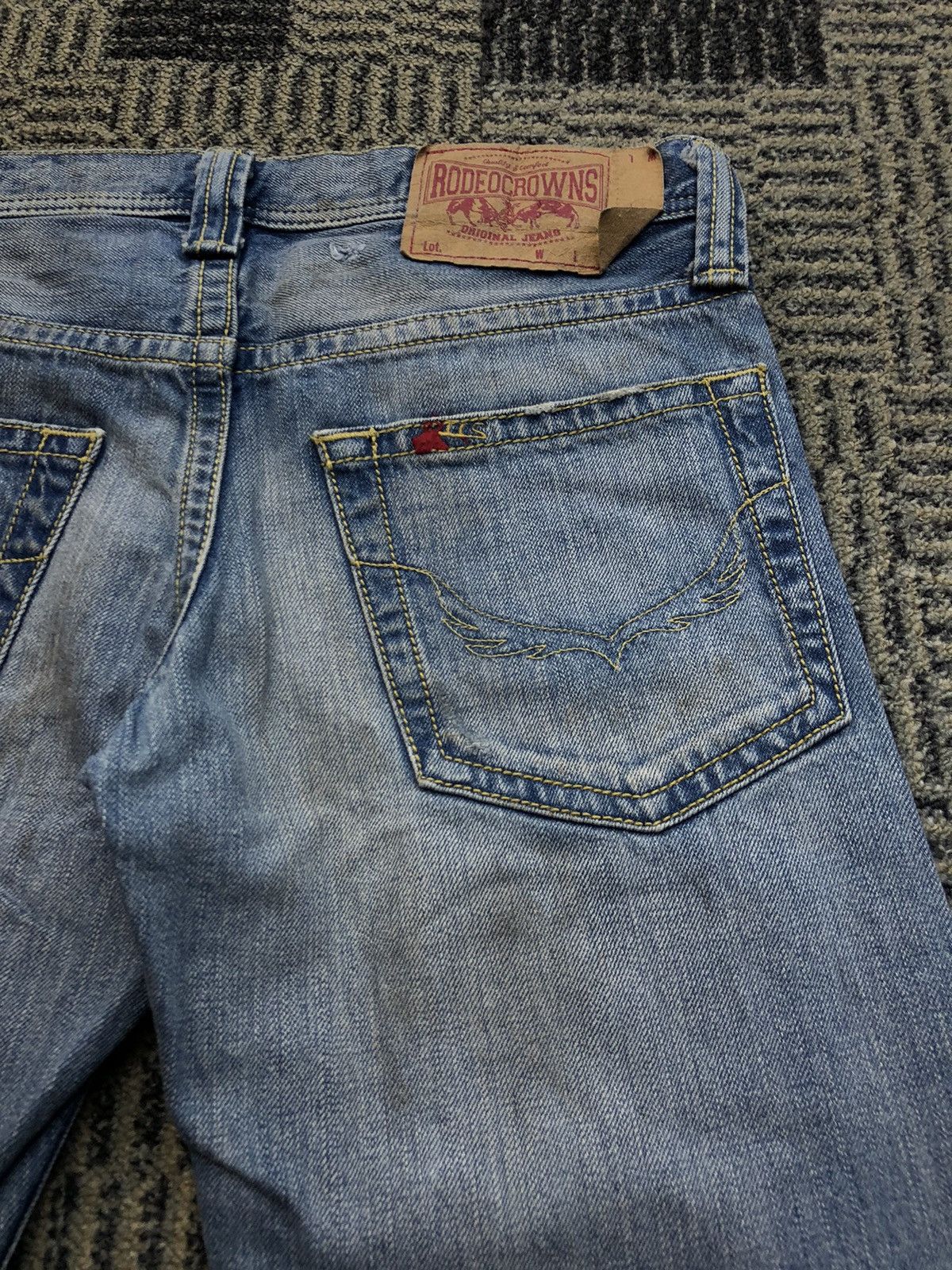 Japanese Brand Rodoe Crowns Distressed Faded Blue Jeans Size 29" - 17 Thumbnail