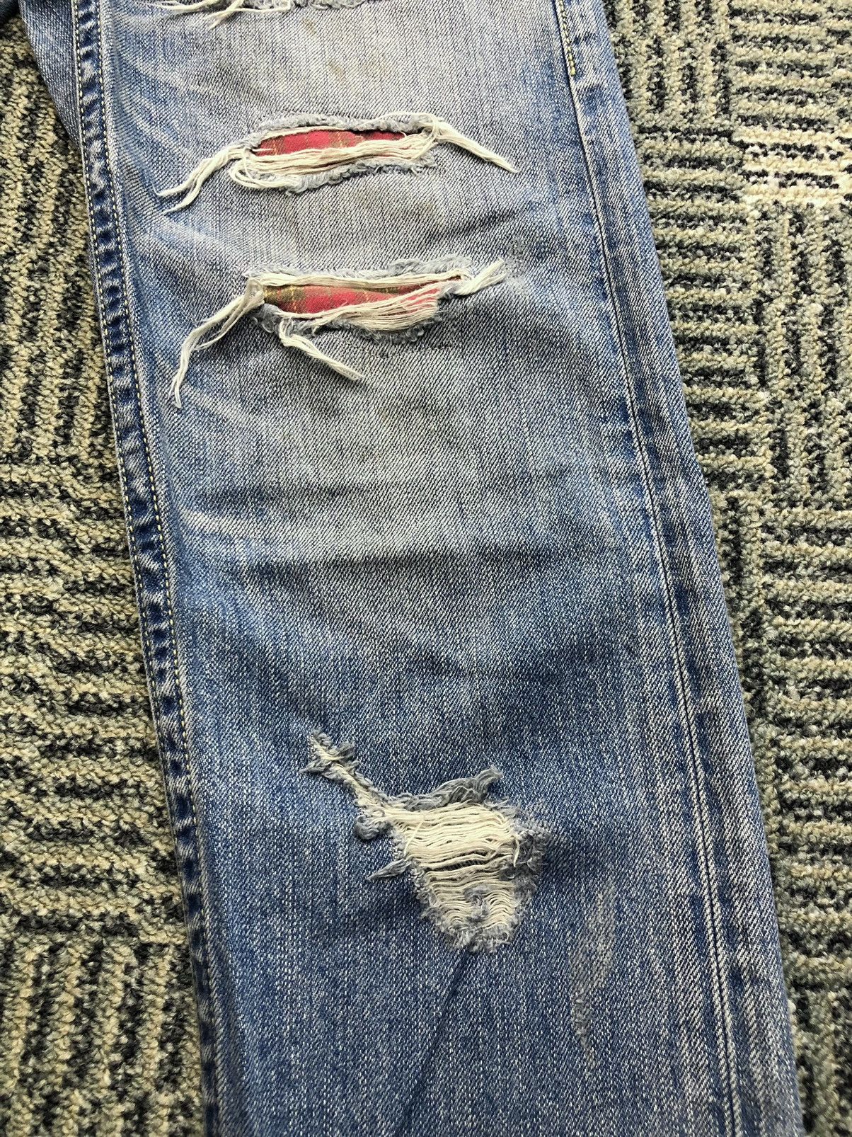 Japanese Brand Rodoe Crowns Distressed Faded Blue Jeans Size 29" - 12 Thumbnail