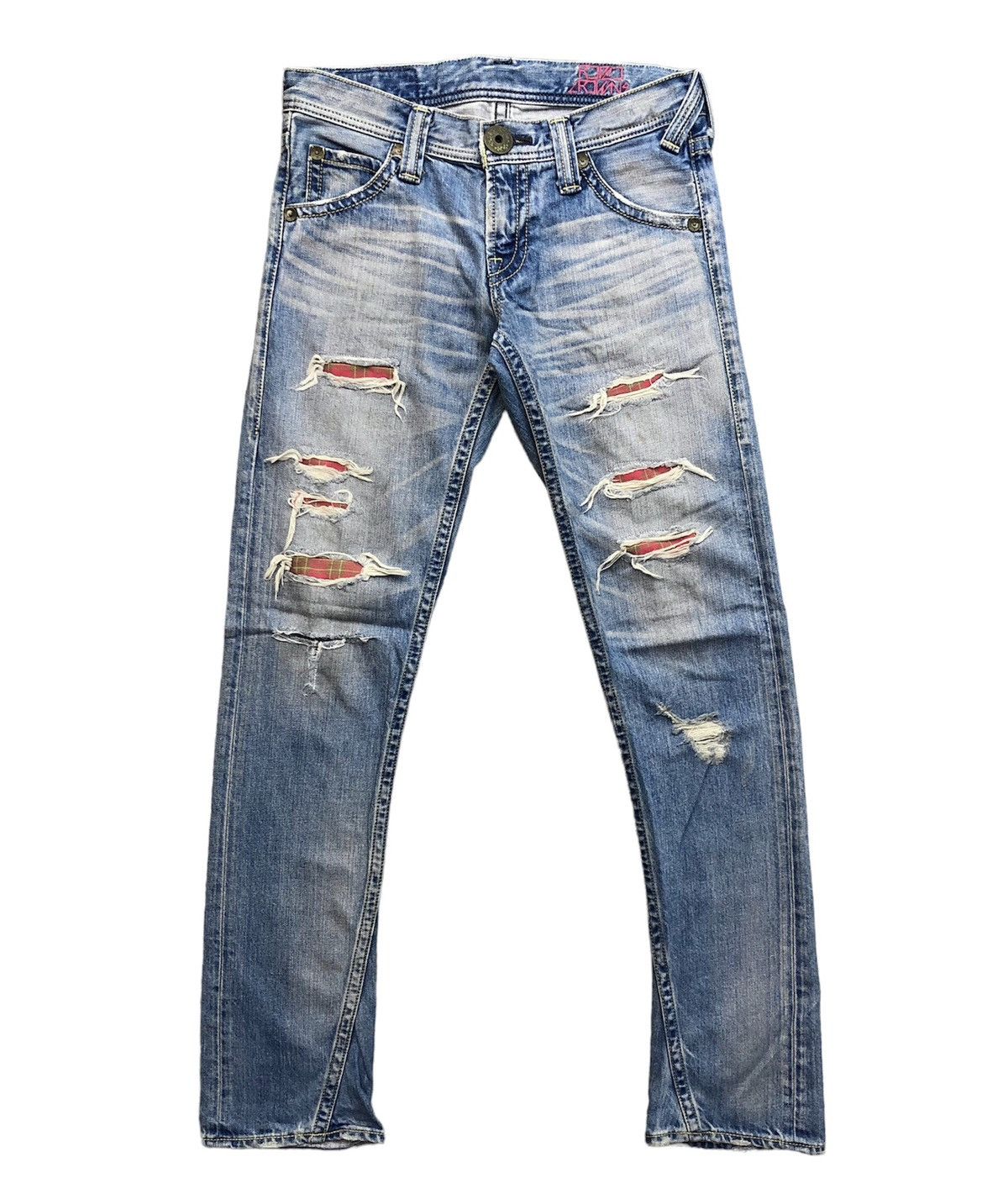 Japanese Brand Rodoe Crowns Distressed Faded Blue Jeans Size 29" - 1 Thumbnail