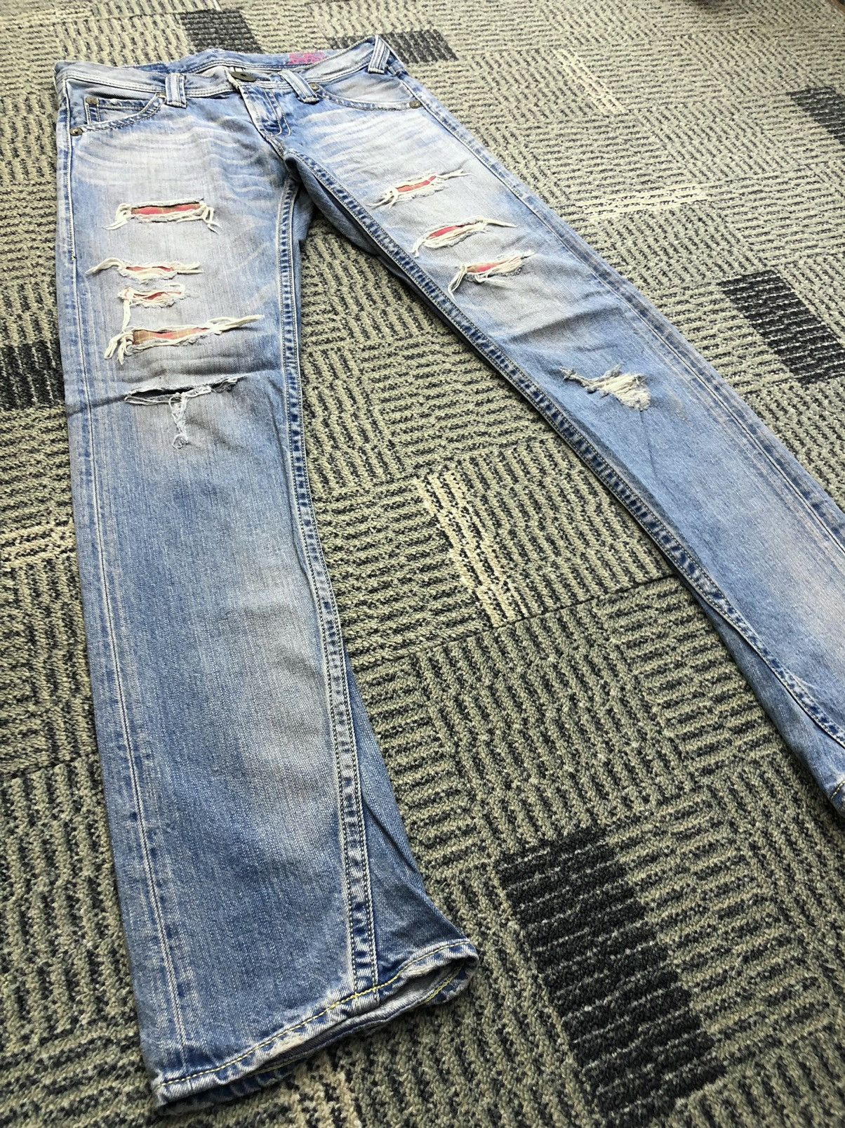 Japanese Brand Rodoe Crowns Distressed Faded Blue Jeans Size 29" - 5 Thumbnail