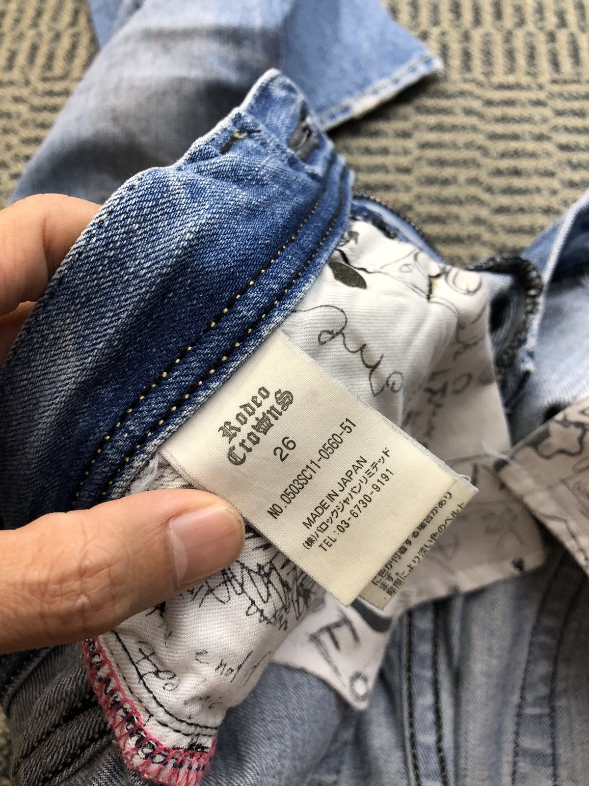 Japanese Brand Rodoe Crowns Distressed Faded Blue Jeans Size 29" - 23 Thumbnail