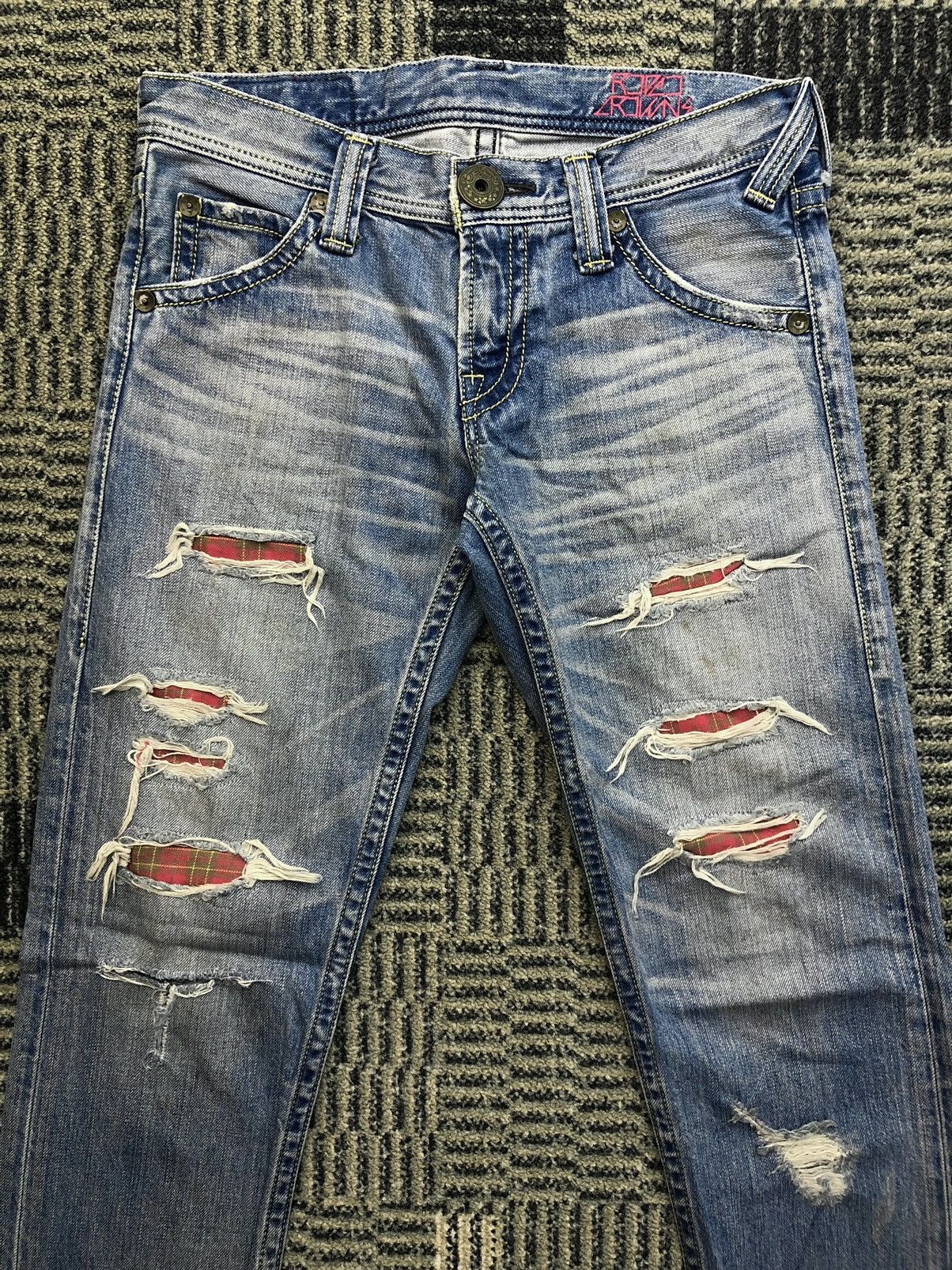 Japanese Brand Rodoe Crowns Distressed Faded Blue Jeans Size 29" - 3 Thumbnail