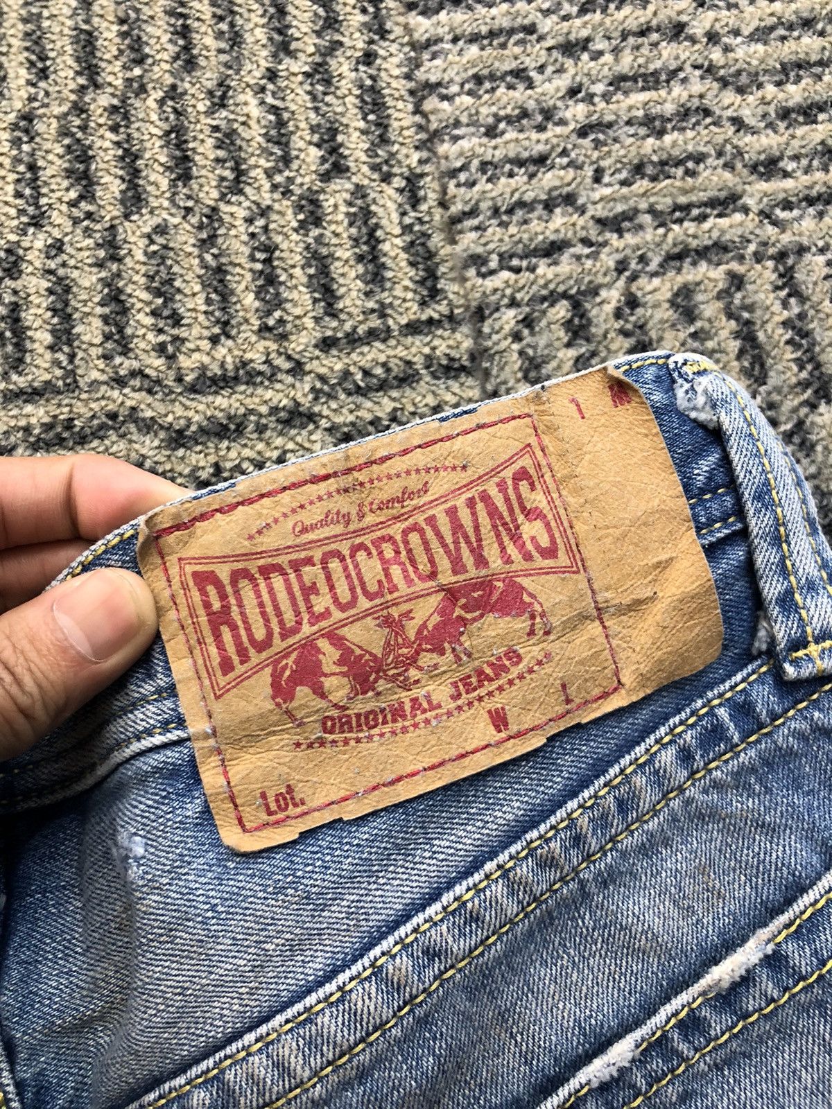 Japanese Brand Rodoe Crowns Distressed Faded Blue Jeans Size 29" - 21 Thumbnail
