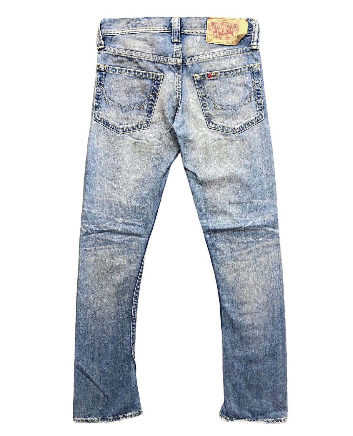 Japanese Brand Rodoe Crowns Distressed Faded Blue Jeans Size 29" - 2 Thumbnail