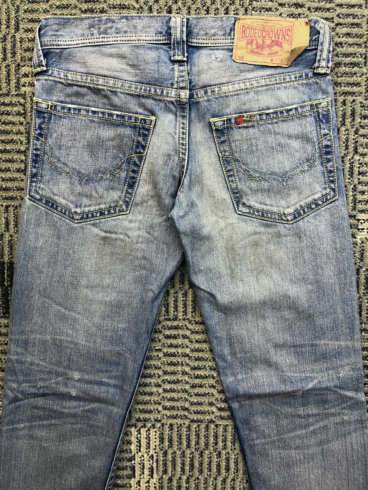 Japanese Brand Rodoe Crowns Distressed Faded Blue Jeans Size 29" - 15 Thumbnail
