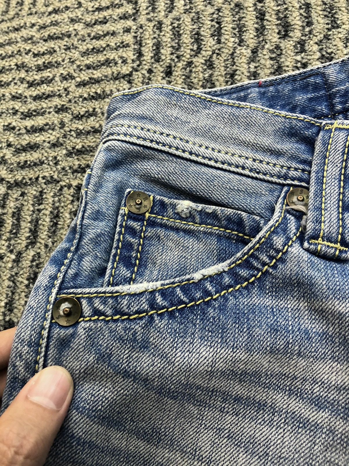 Japanese Brand Rodoe Crowns Distressed Faded Blue Jeans Size 29" - 9 Thumbnail