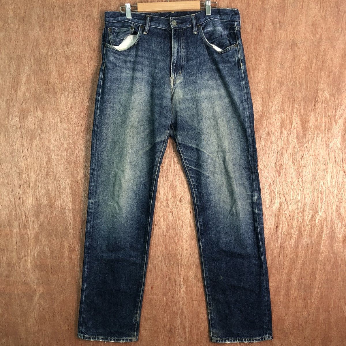 Japanese Brand DLL Japan GU blue distressed japan Denim Pants #c155 Size US 33 - 1 Thumbnail