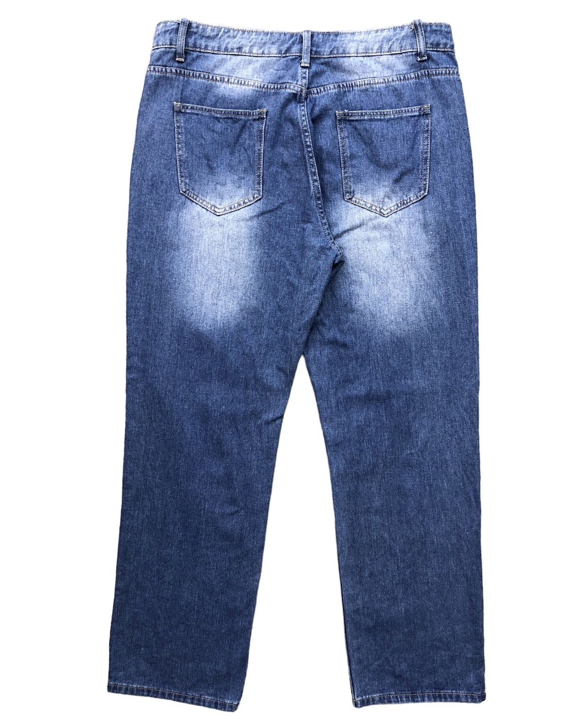 Japanese Brand Misslook Flower Print Inspire Denim Tears Faded Blue Jeans Size US 33 - 2 Thumbnail