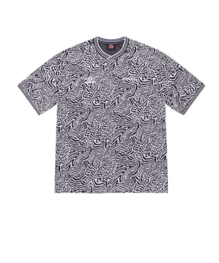 image of Supreme Umbro Jacquard Animal Print Soccer Jersey Navy Med, Men's (Size Medium)