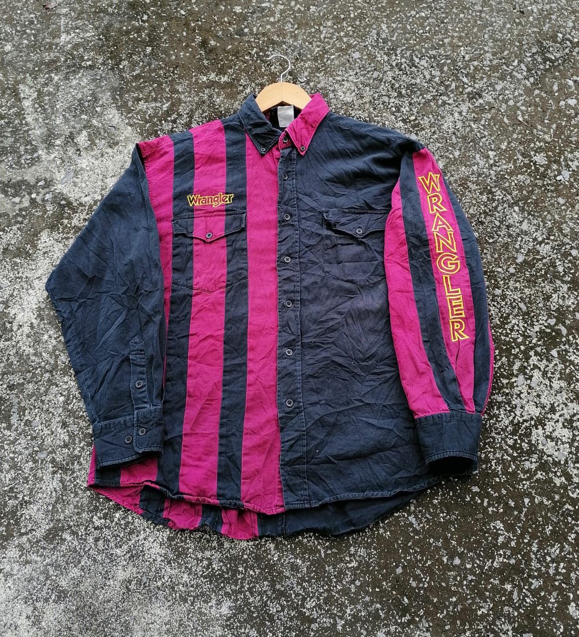 Vintage × Wrangler Wrangler Nice Design Longsleeve Buttons Size US XL / EU 56 / 4 - 1 Thumbnail