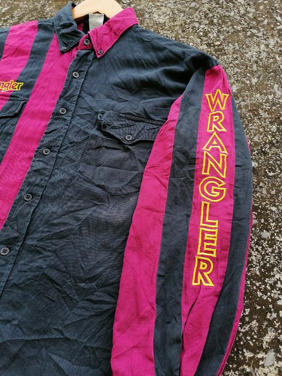 Vintage × Wrangler Wrangler Nice Design Longsleeve Buttons Size US XL / EU 56 / 4 - 2 Thumbnail