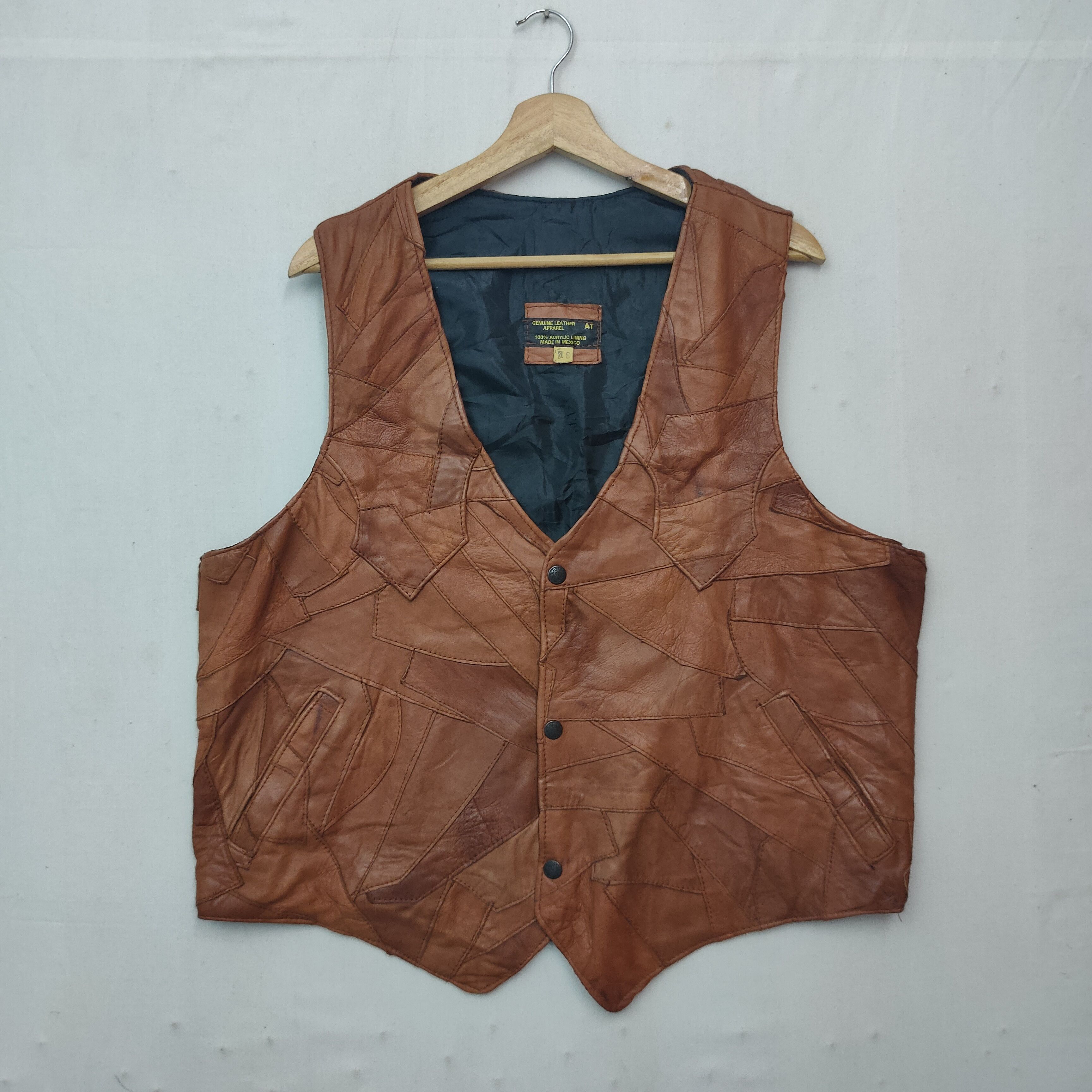 image of Vintage Genuine Leather Apparel Made In Mexico Vest in Brown, Men's (Size Large)