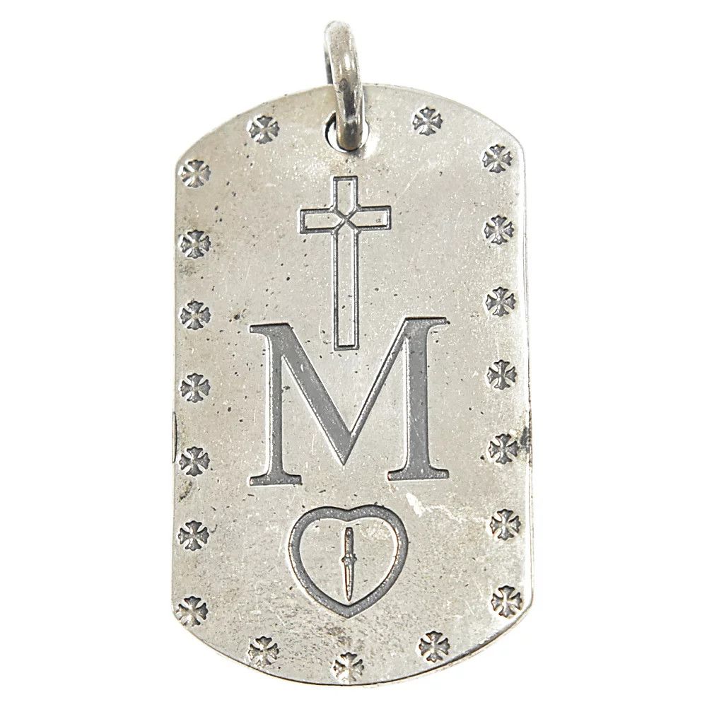 image of Chrome Hearts Large Cross Motif Dog Tag in Silver, Men's