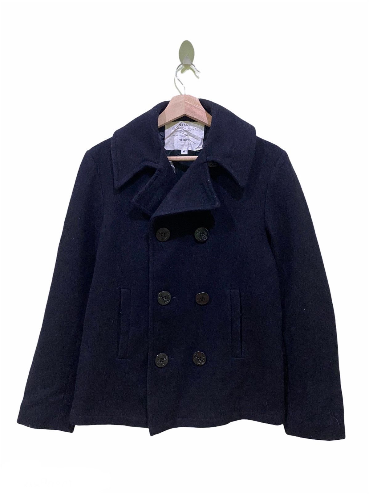 image of Fidelity Military Pea Coat in Black, Men's (Size Medium)