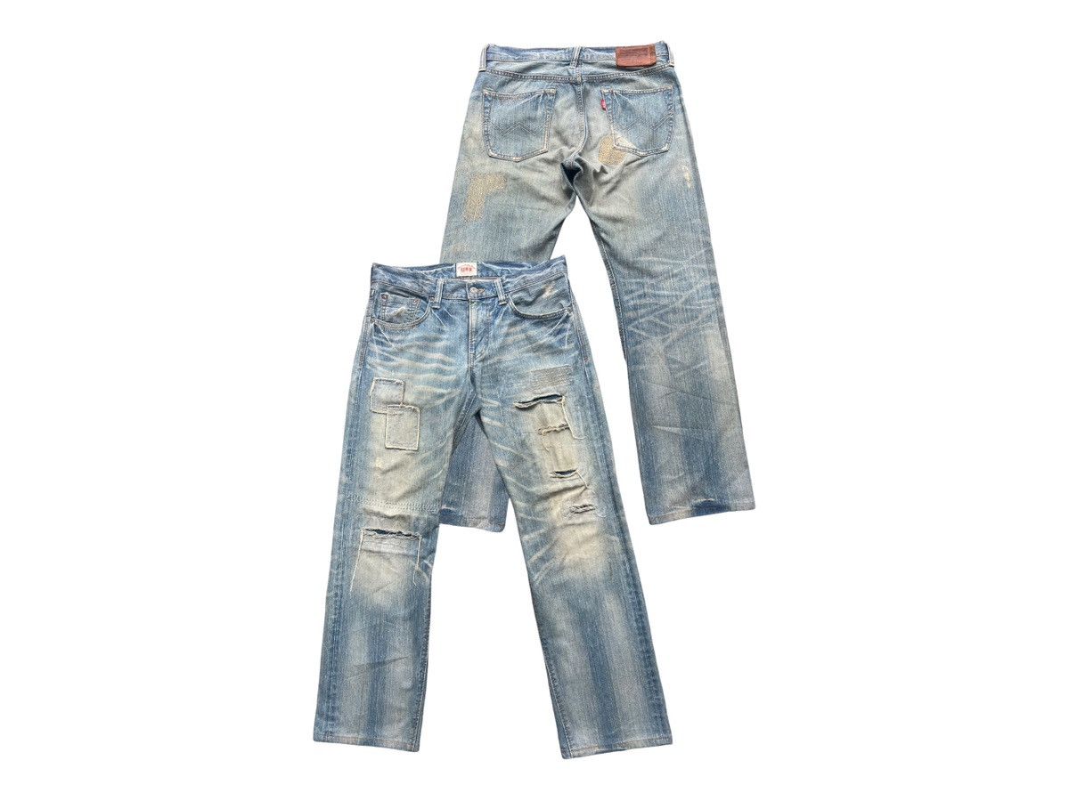 Edwin × Vintage Vintage Edwin Japan PatchWork Distressed Denim Jeans 35x31 Size US 35 - 1 Thumbnail