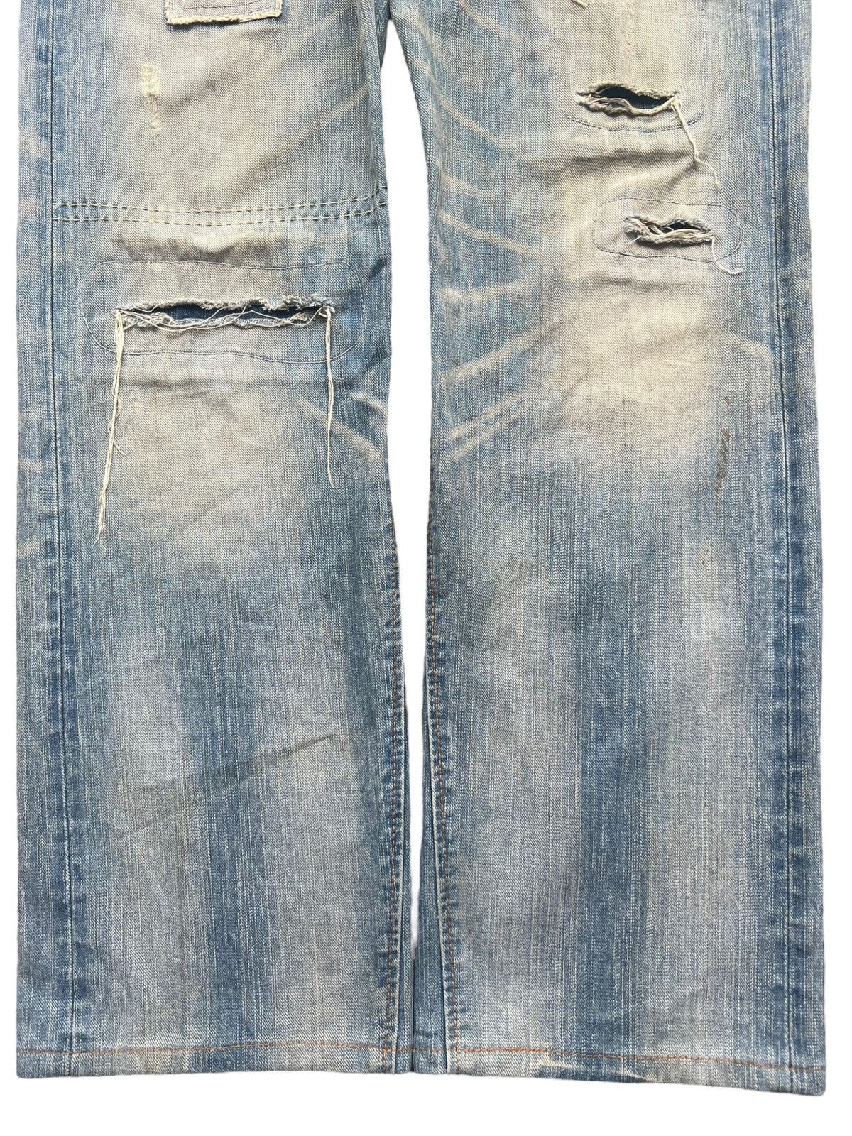Edwin × Vintage Vintage Edwin Japan PatchWork Distressed Denim Jeans 35x31 Size US 35 - 5 Thumbnail
