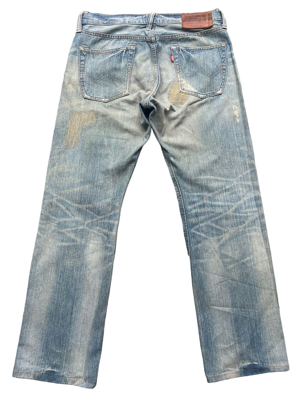 Edwin × Vintage Vintage Edwin Japan PatchWork Distressed Denim Jeans 35x31 Size US 35 - 4 Thumbnail
