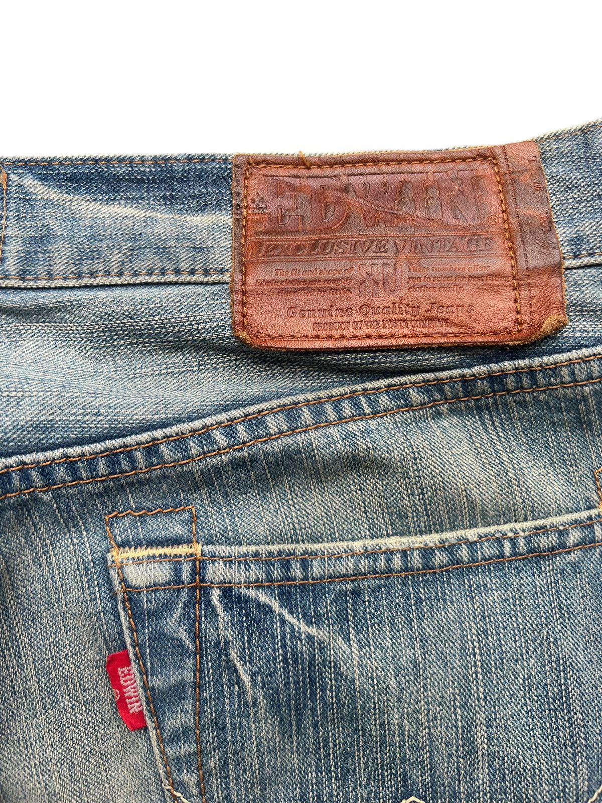 Edwin × Vintage Vintage Edwin Japan PatchWork Distressed Denim Jeans 35x31 Size US 35 - 14 Thumbnail