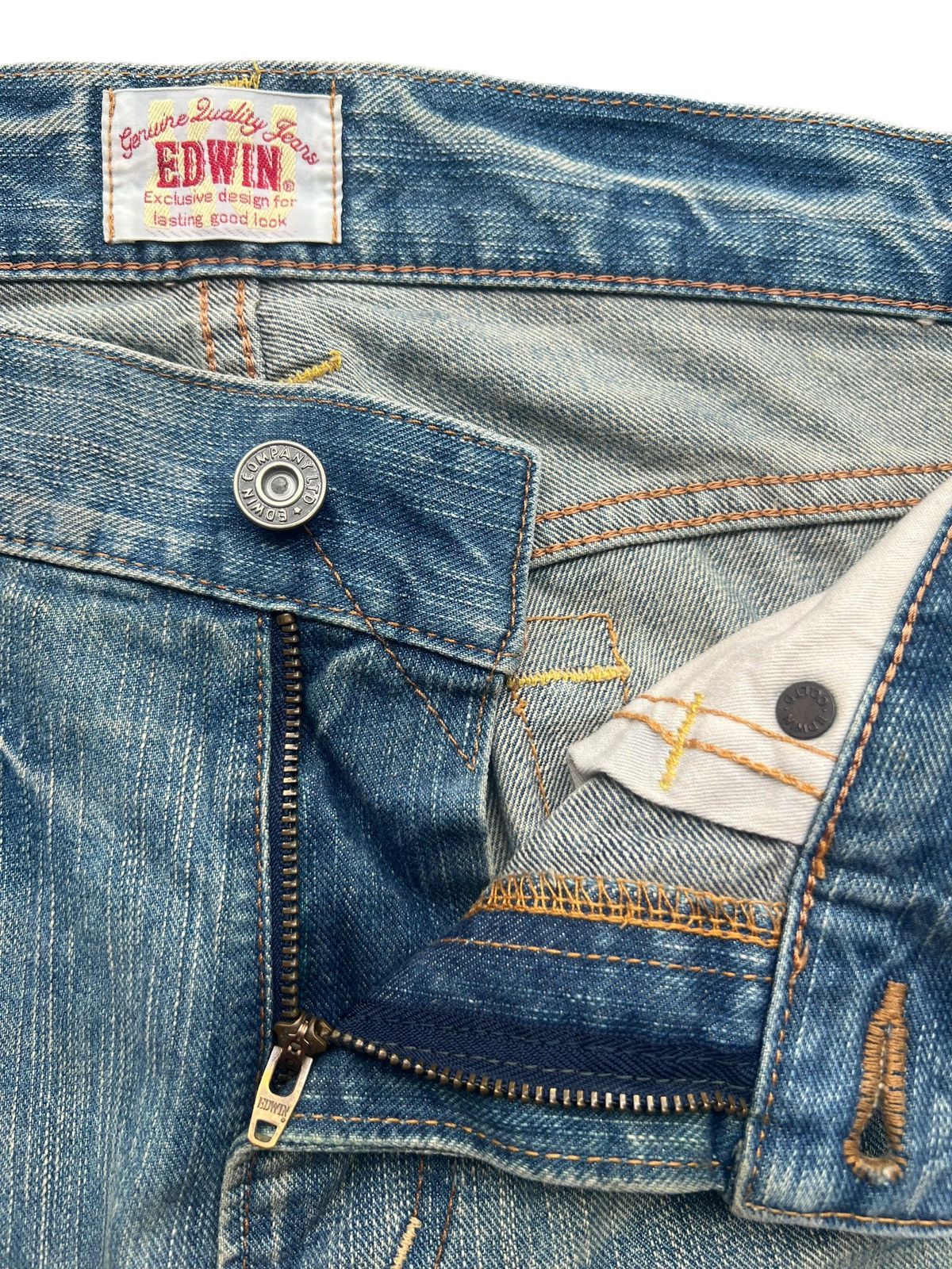 Edwin × Vintage Vintage Edwin Japan PatchWork Distressed Denim Jeans 35x31 Size US 35 - 13 Thumbnail