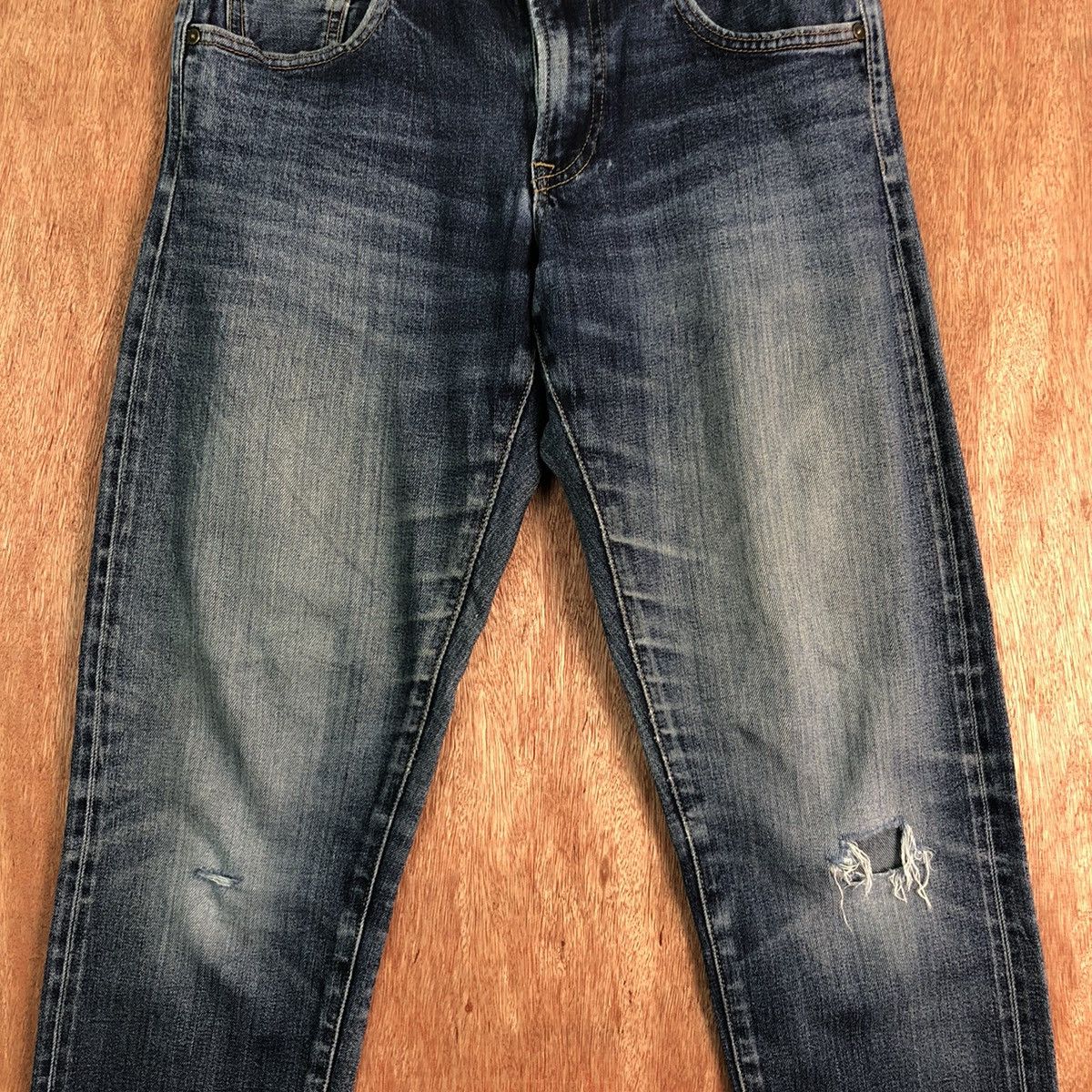 Uniqlo DLL Uniqlo Dark Blue distressed Denim Pants #c245 Size US 30 / EU 46 - 4 Thumbnail