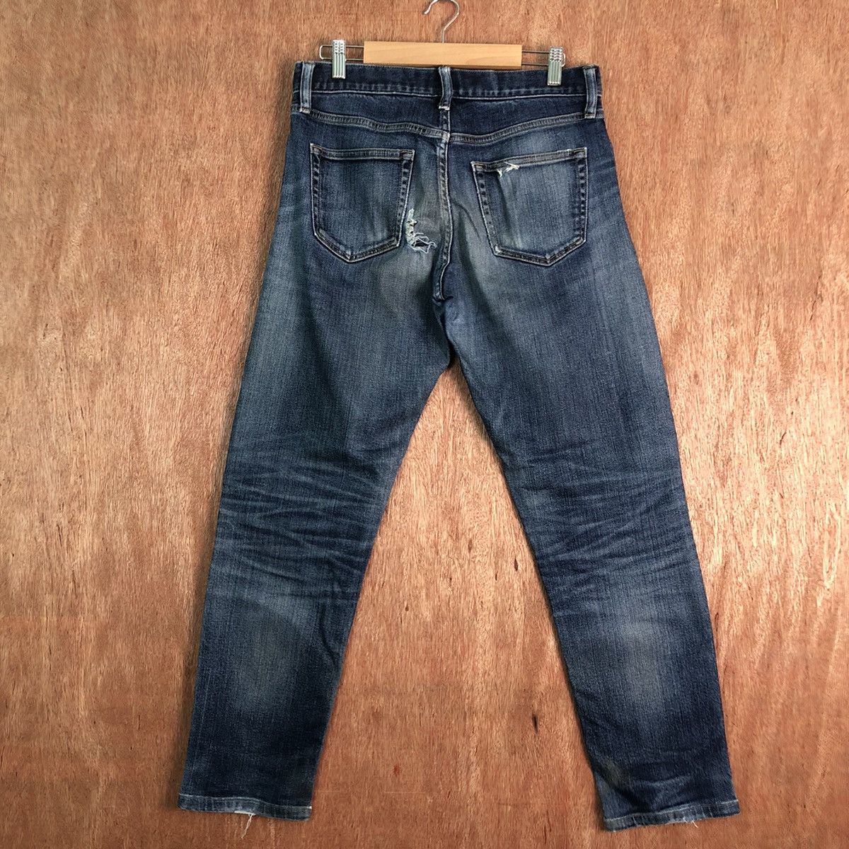 Uniqlo DLL Uniqlo Dark Blue distressed Denim Pants #c245 Size US 30 / EU 46 - 7 Thumbnail