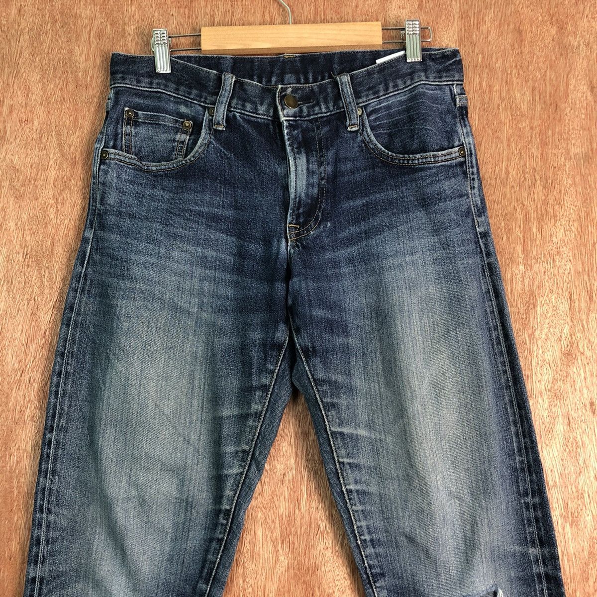 Uniqlo DLL Uniqlo Dark Blue distressed Denim Pants #c245 Size US 30 / EU 46 - 2 Thumbnail