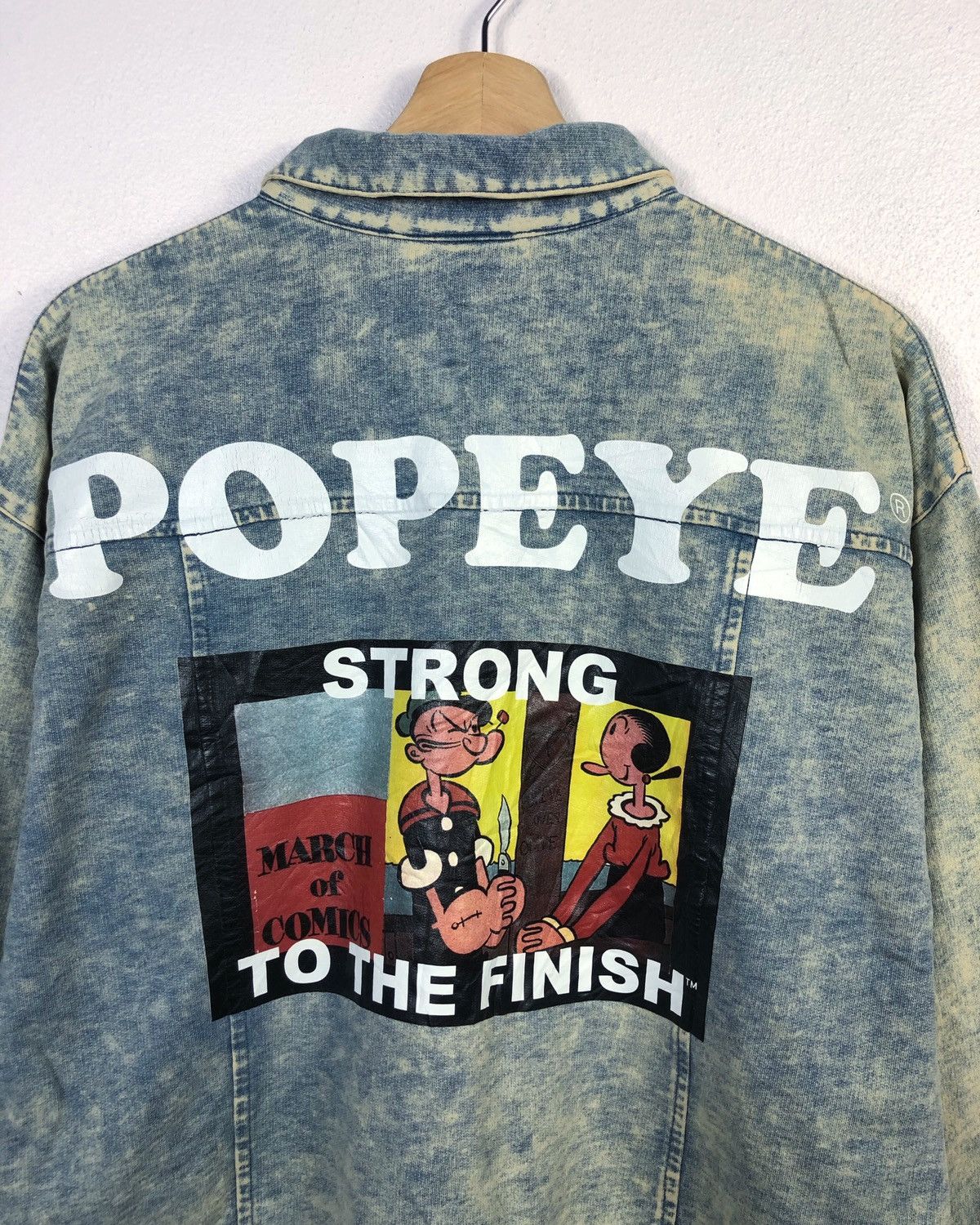 Cartoon Network Rare Vintage Popeye Acid Wash Light Denim Jacket Size US M / EU 48-50 / 2 - 8 Thumbnail