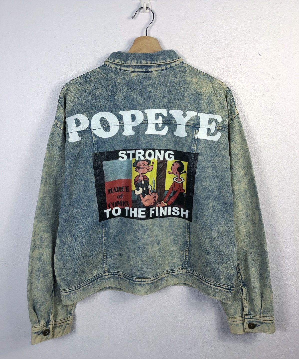 Cartoon Network Rare Vintage Popeye Acid Wash Light Denim Jacket Size US M / EU 48-50 / 2 - 1 Thumbnail