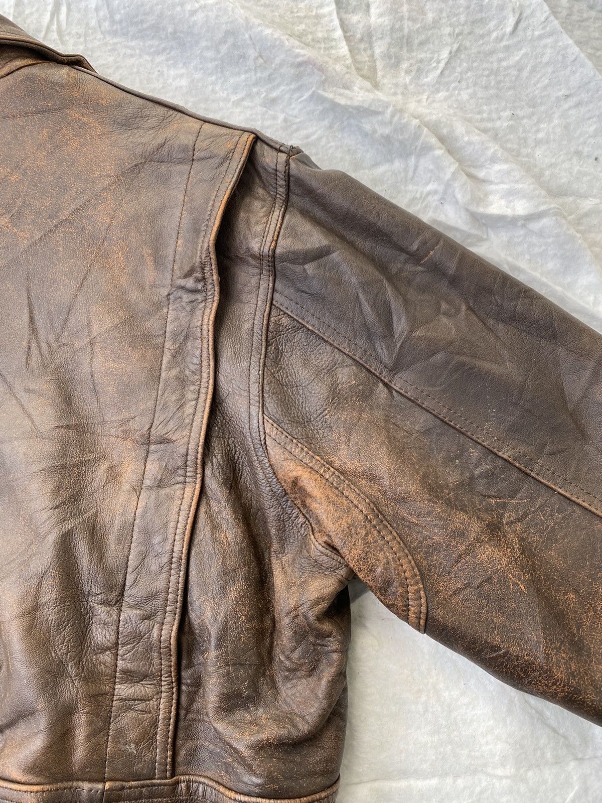 Leather 🔥RARE🔥VINTAGE LEATHER BIKER JACKET Size US L / EU 52-54 / 3 - 7 Thumbnail