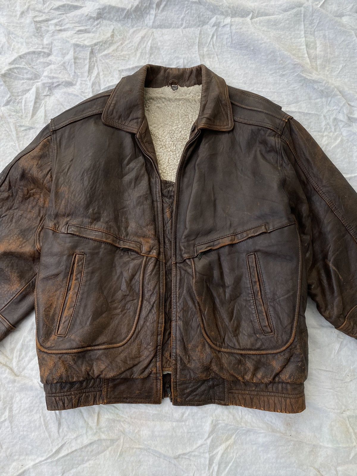 Leather 🔥RARE🔥VINTAGE LEATHER BIKER JACKET Size US L / EU 52-54 / 3 - 3 Thumbnail