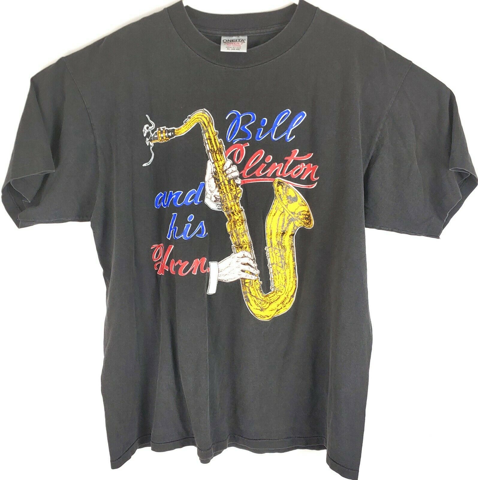 Bill Clinton And His Horn Single Stitch Spell Out T-Shirt