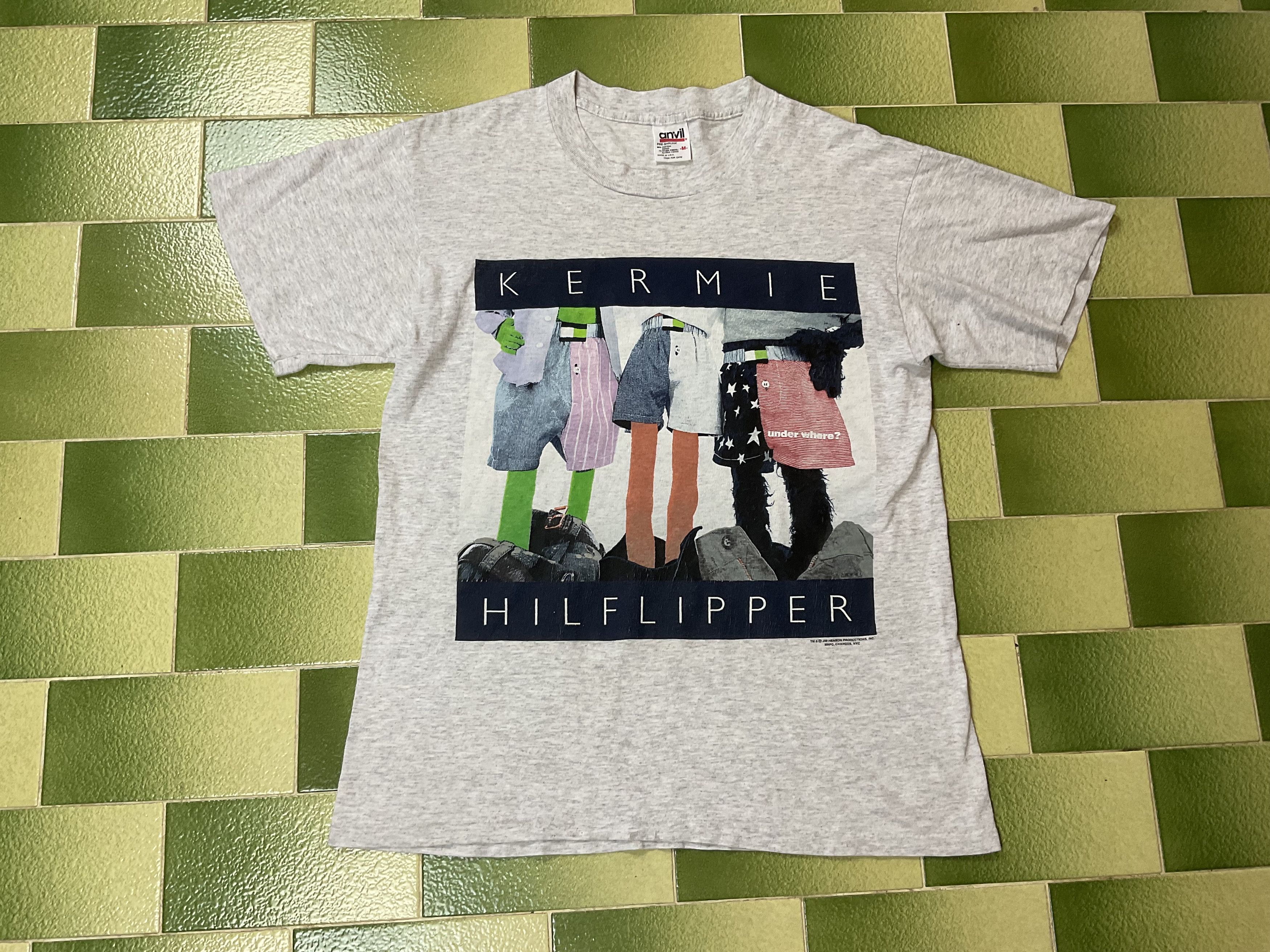 Vintage 90s Kermie Hilflipper T-Shirt Hilfiger Parody