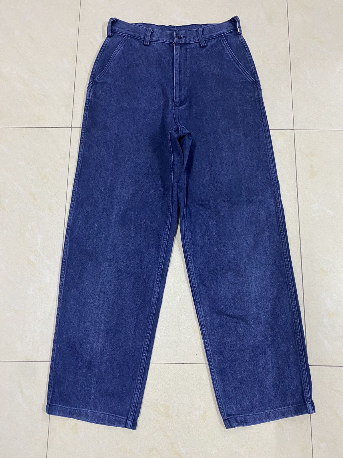 image of Orslow x Ships Ships Wide Leg Denim Pants in Blue, Men's (Size 28)