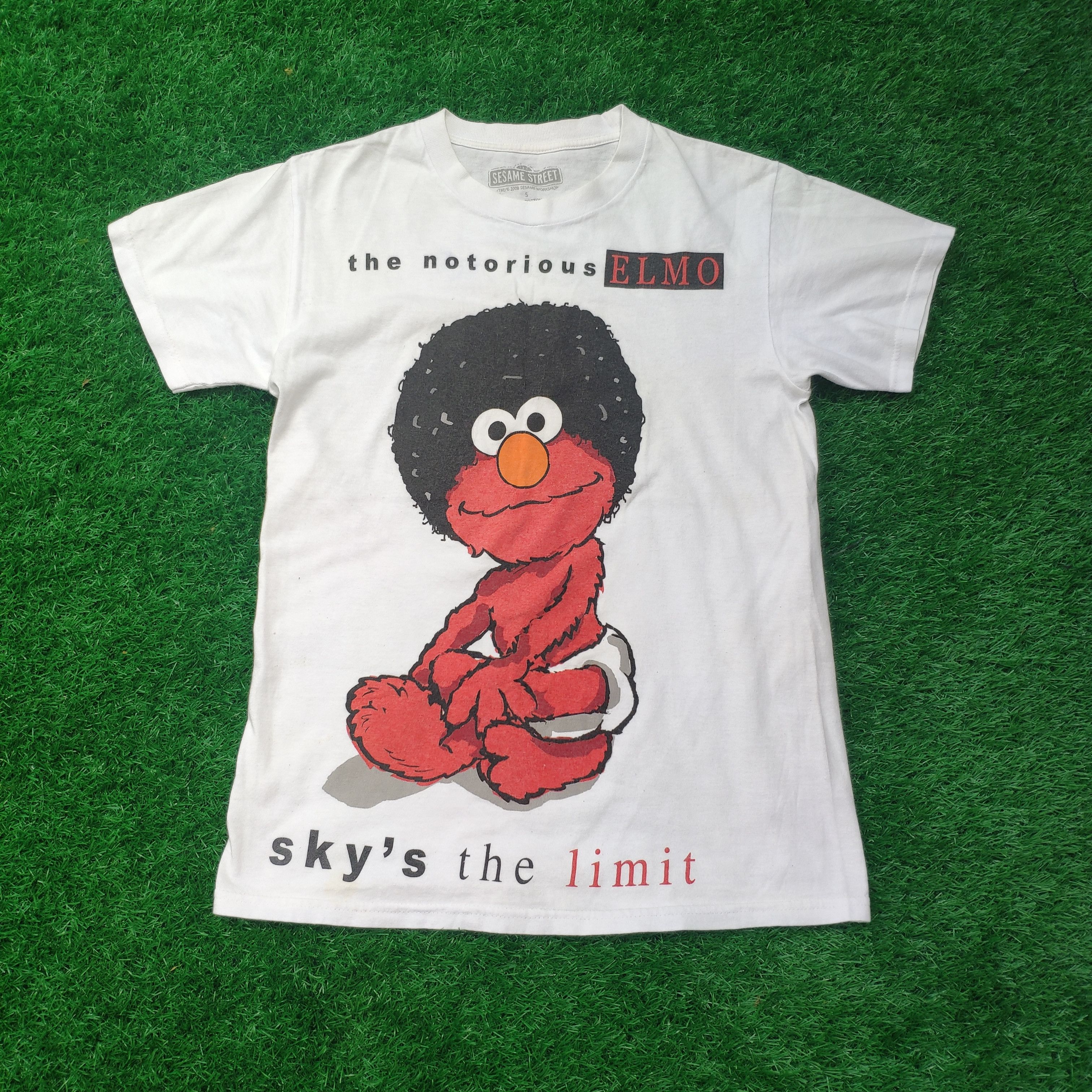 image of Vintage Elmo Sesame Street X The Notorious Shirt in White, Men's (Size Small)