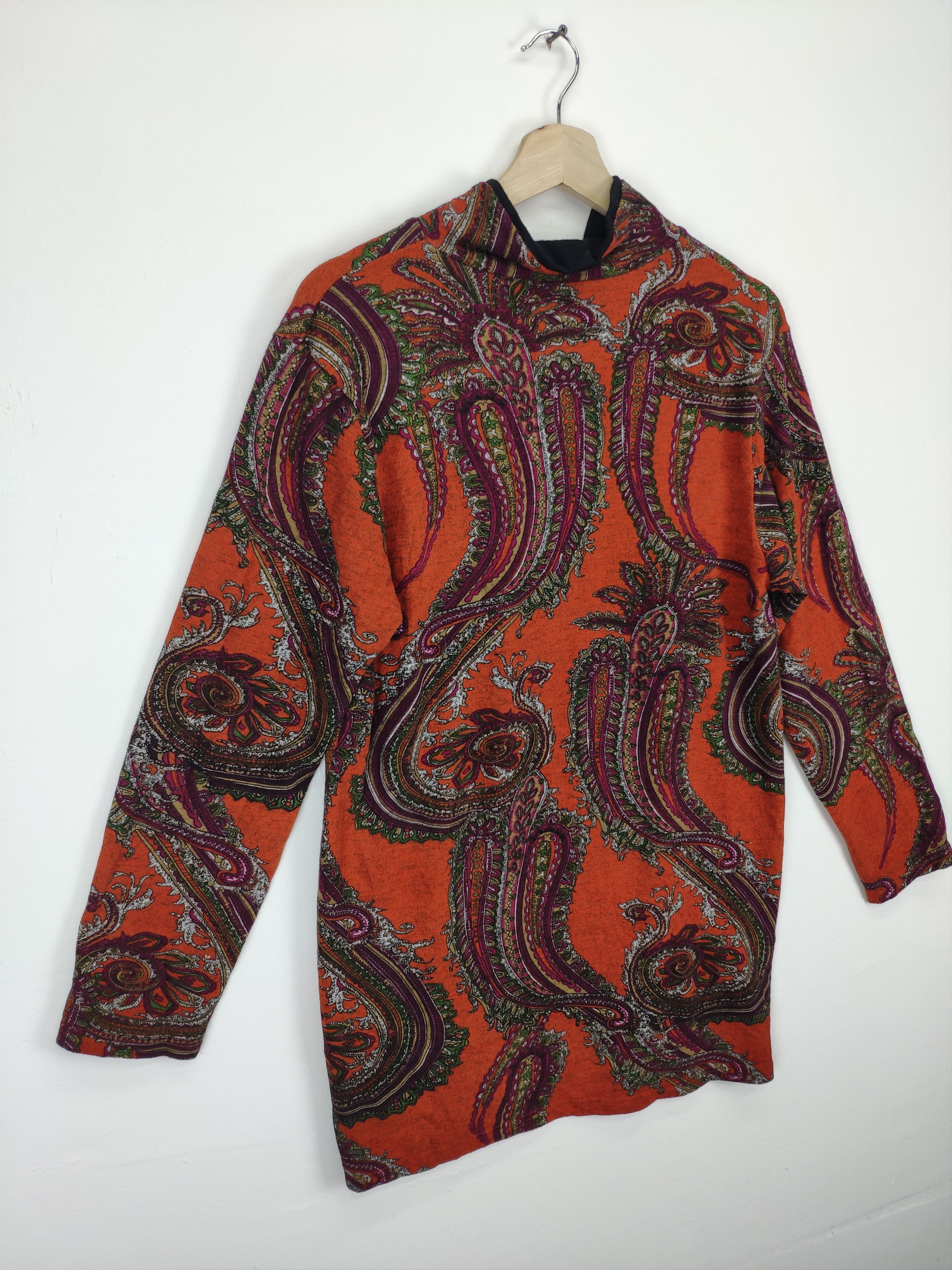 Aran Isles Knitwear × Vintage Women Long Sleeve Shirt Paisley Art Fullprint Size M / US 6-8 / IT 42-44 - 3 Thumbnail