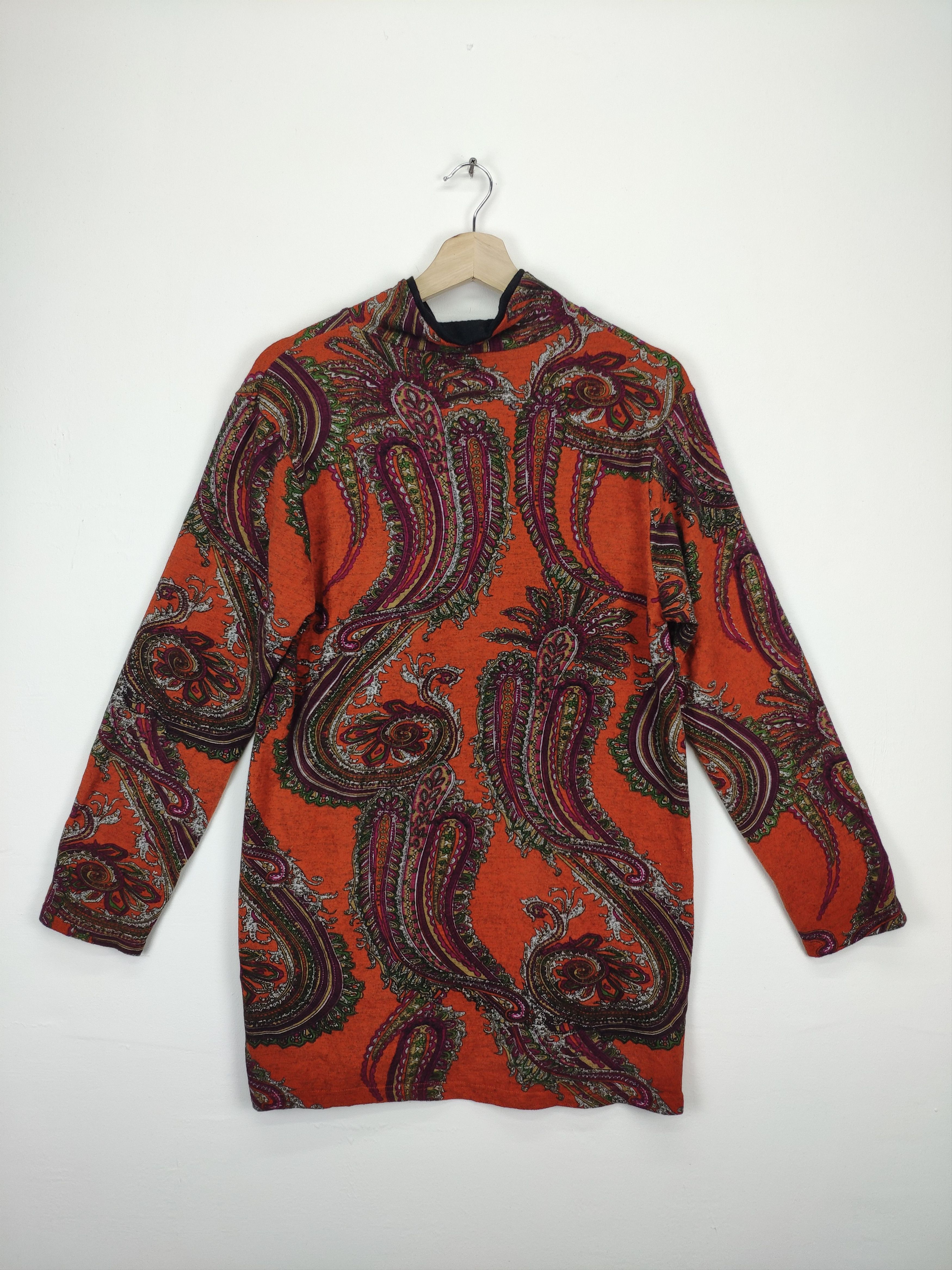 Aran Isles Knitwear × Vintage Women Long Sleeve Shirt Paisley Art Fullprint Size M / US 6-8 / IT 42-44 - 1 Thumbnail
