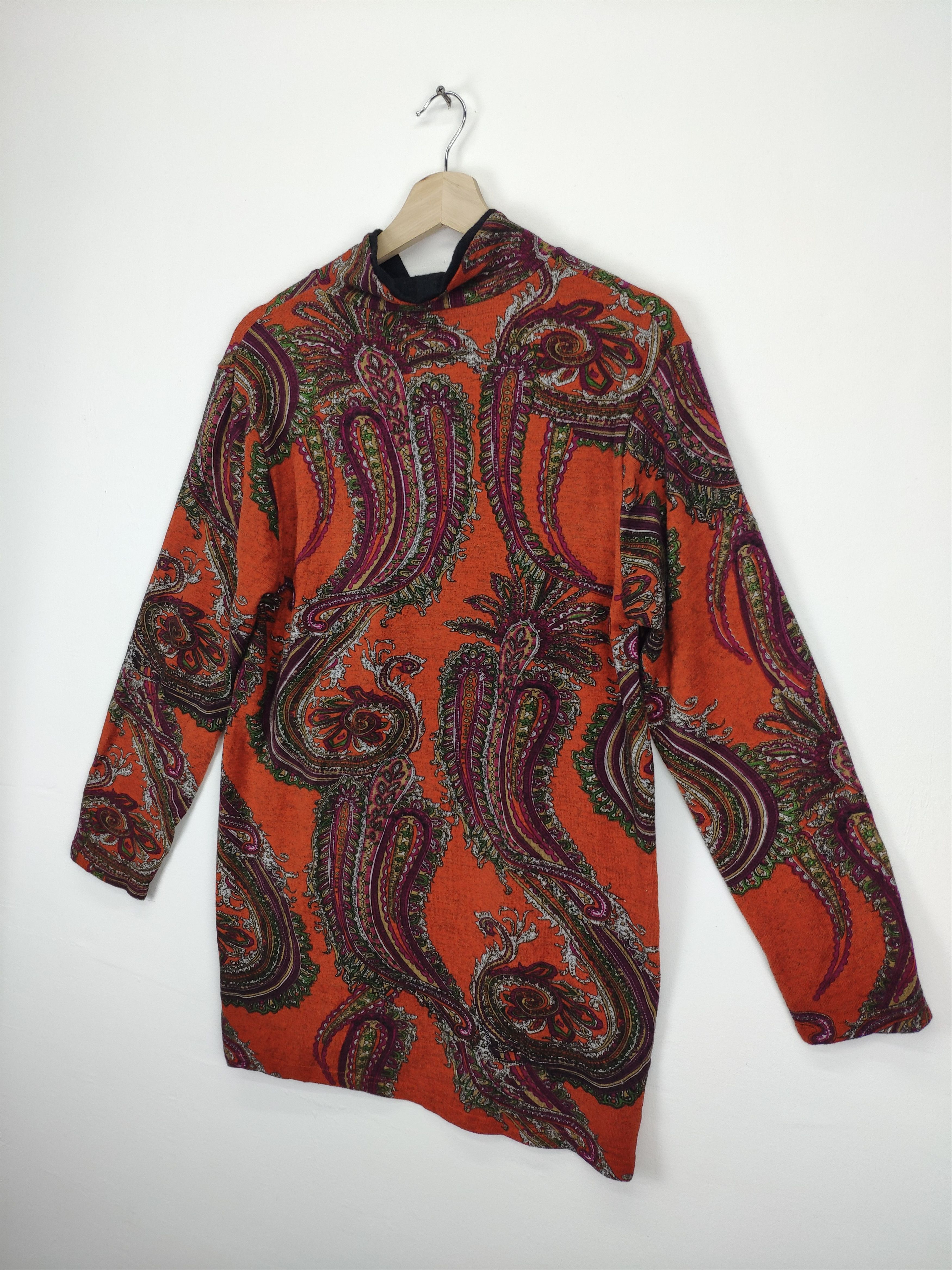 Aran Isles Knitwear × Vintage Women Long Sleeve Shirt Paisley Art Fullprint Size M / US 6-8 / IT 42-44 - 2 Thumbnail