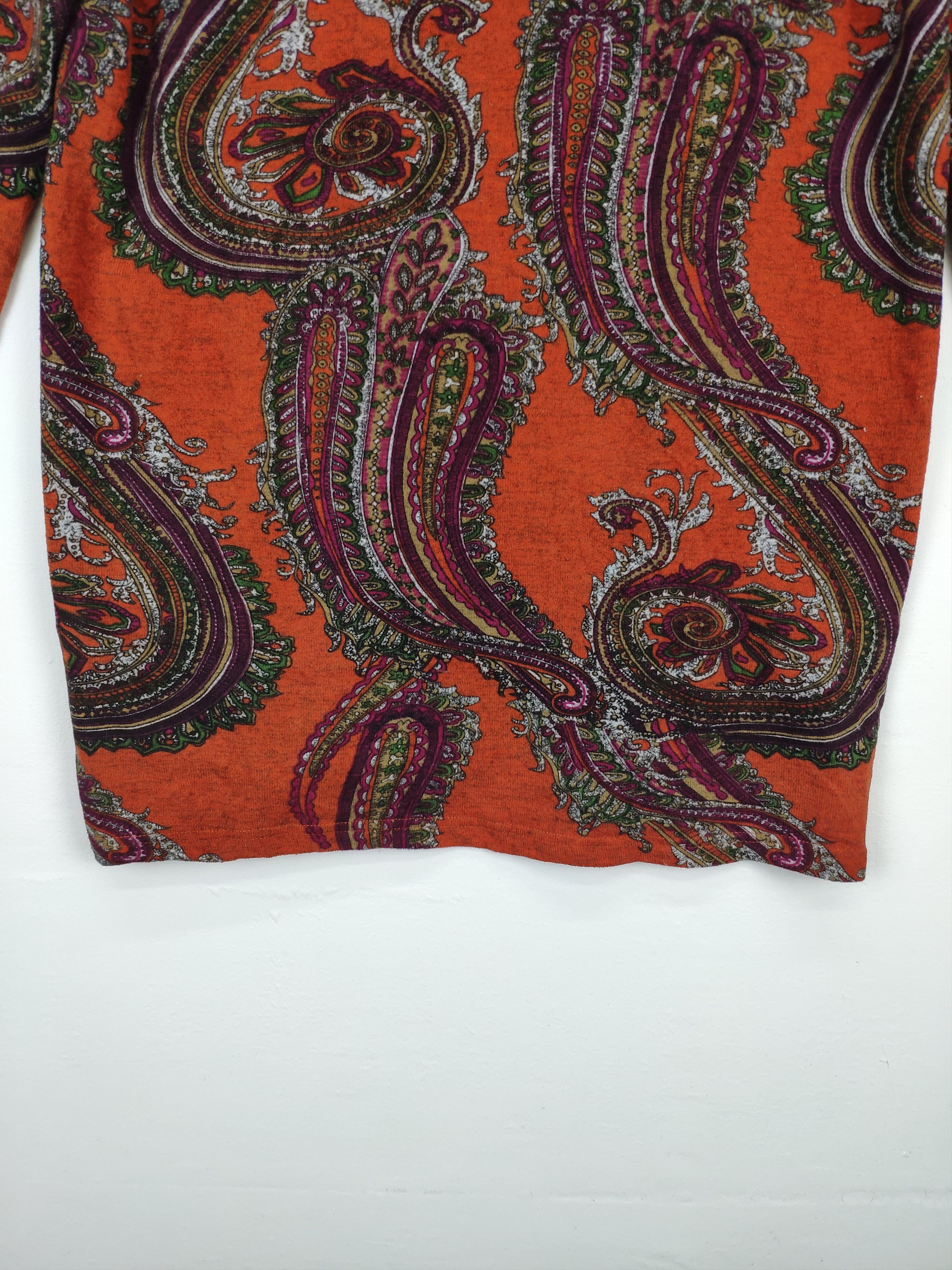Aran Isles Knitwear × Vintage Women Long Sleeve Shirt Paisley Art Fullprint Size M / US 6-8 / IT 42-44 - 6 Thumbnail