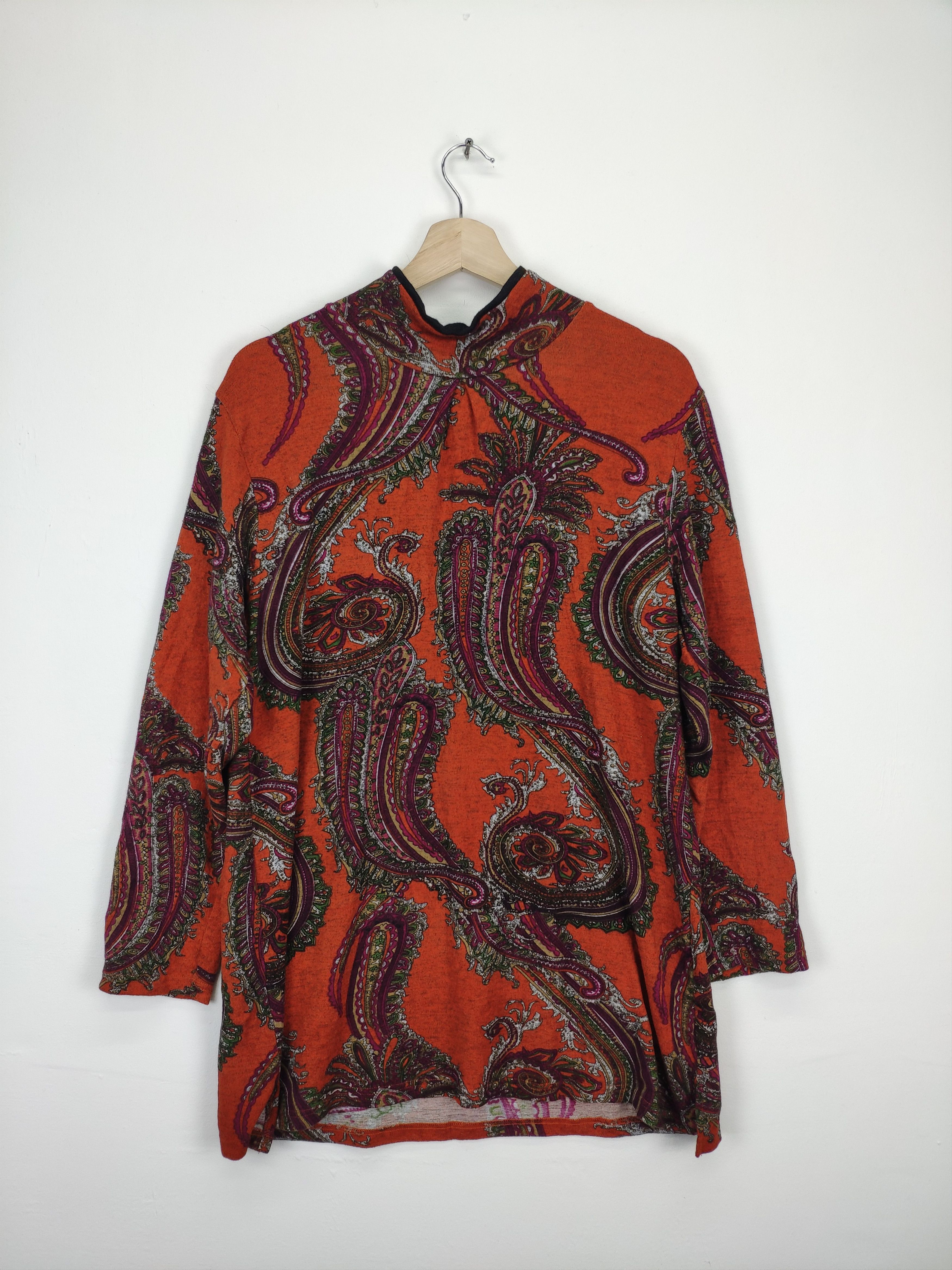 Aran Isles Knitwear × Vintage Women Long Sleeve Shirt Paisley Art Fullprint Size M / US 6-8 / IT 42-44 - 11 Thumbnail