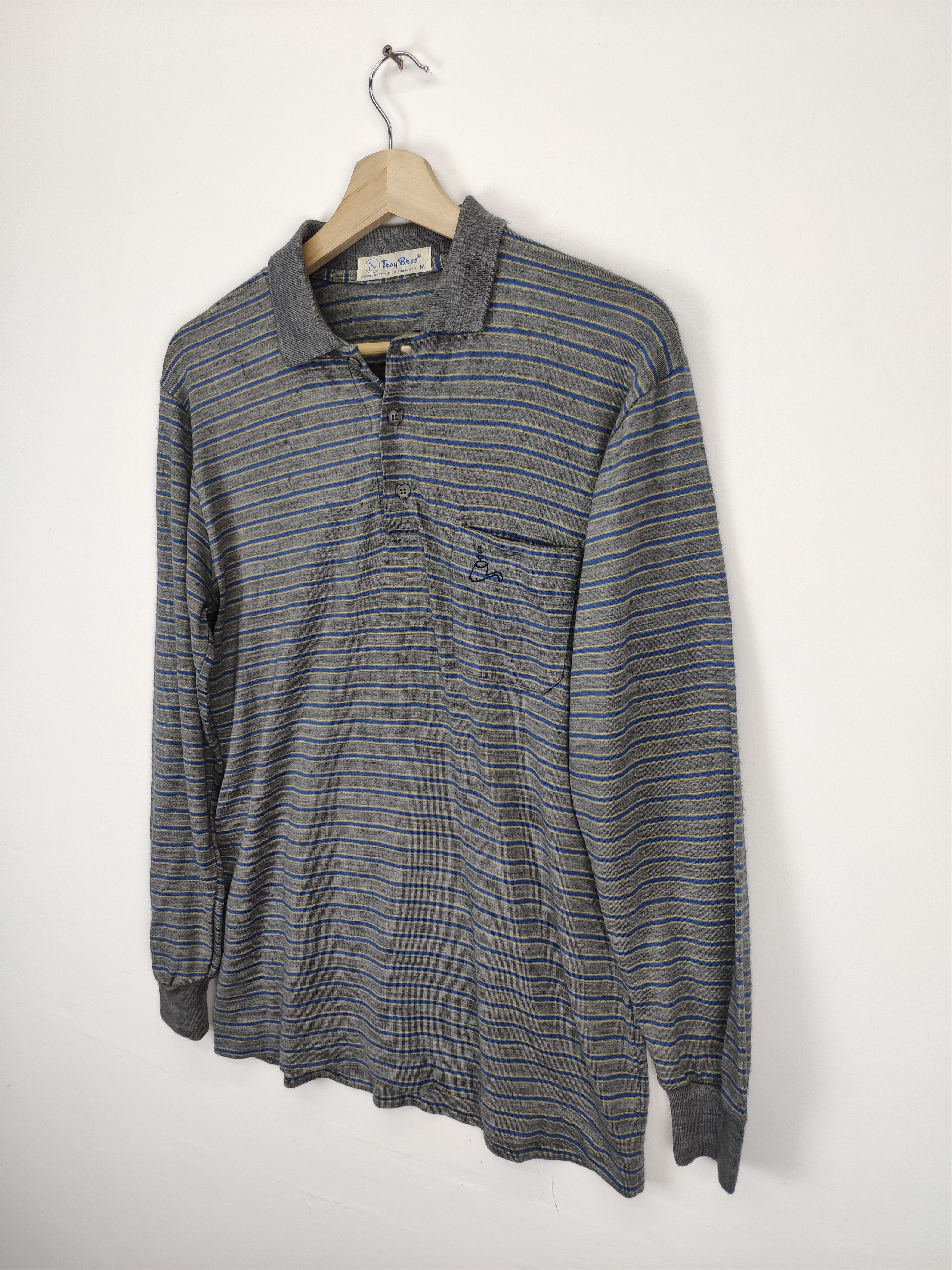 Japanese Brand Vintage Wool Polo Shirt Long Sleeve Troy Bros Size US S / EU 44-46 / 1 - 2 Thumbnail