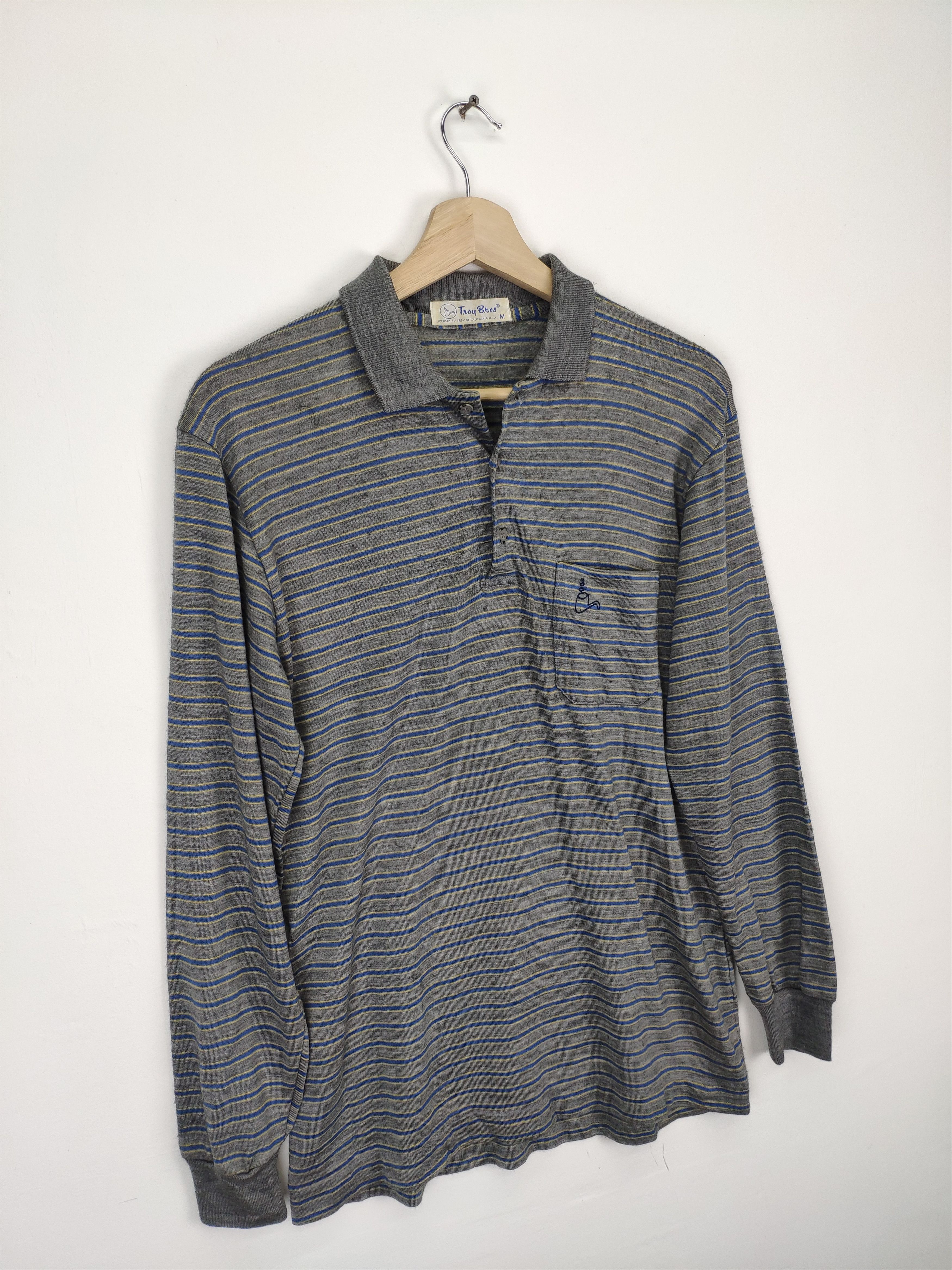 Japanese Brand Vintage Wool Polo Shirt Long Sleeve Troy Bros Size US S / EU 44-46 / 1 - 3 Thumbnail