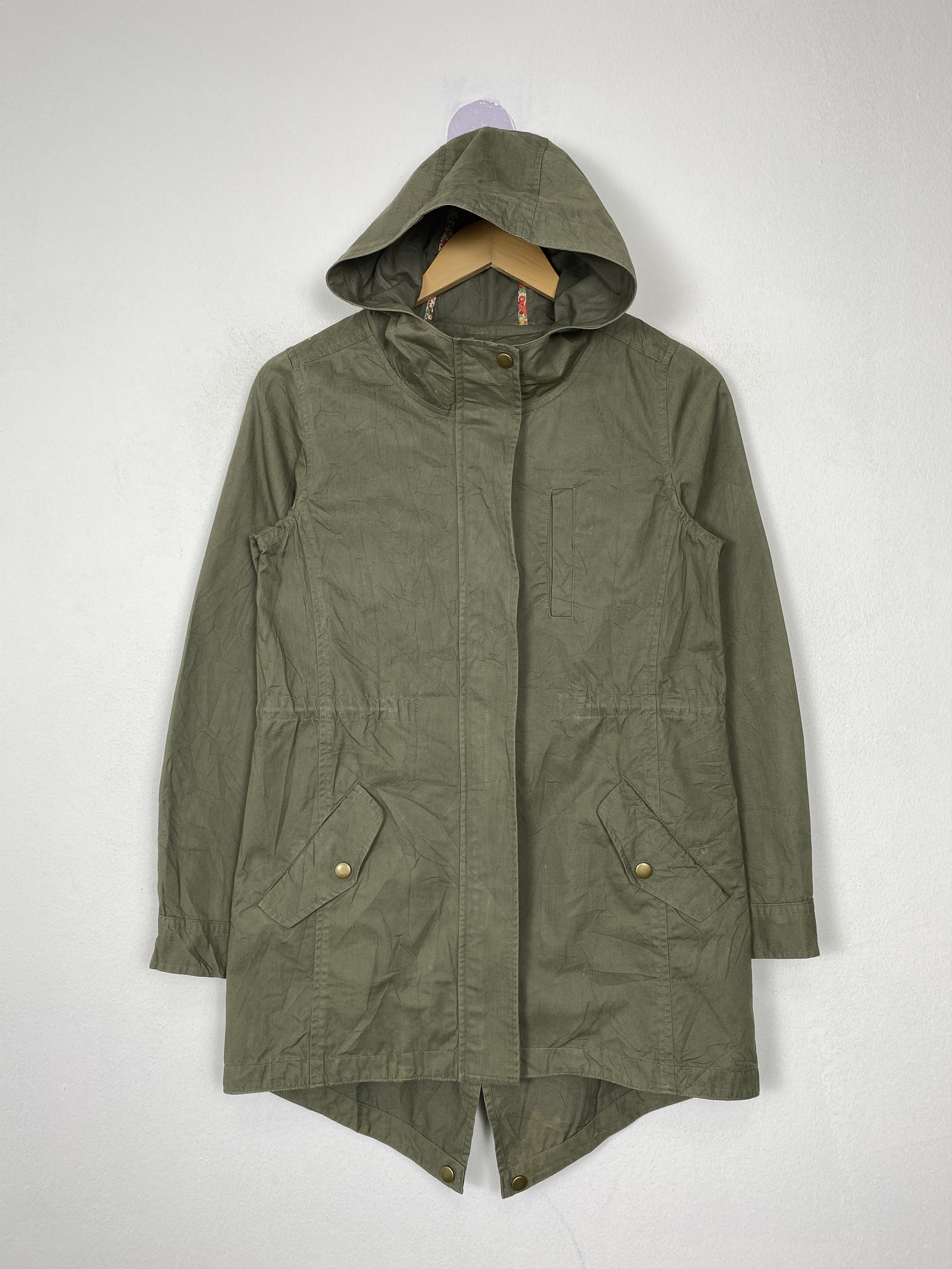 image of Hoodie Zip Up Parkas Jacket in Military Green, Men's (Size Small)