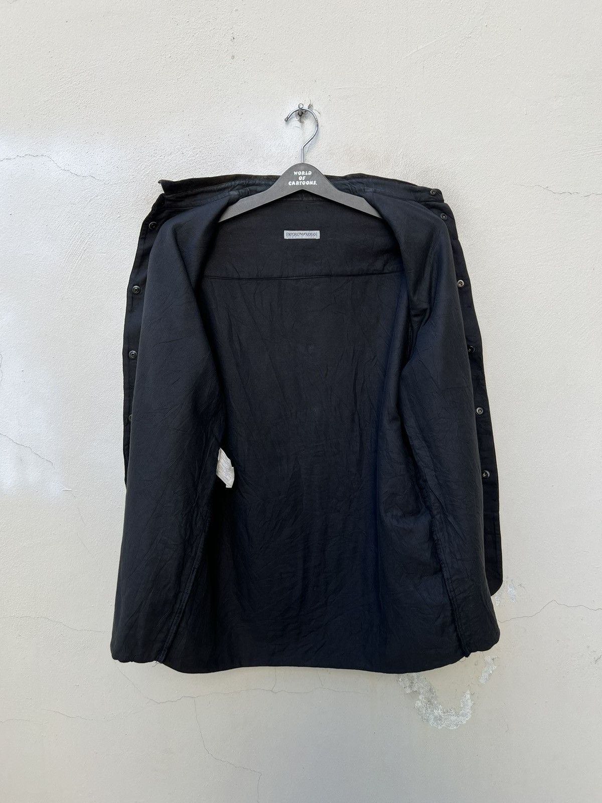 Emporio Armani VTG 90s Emporio Armani Sun Fade Black Moleskin Cotton Shirt Size US L / EU 52-54 / 3 - 15 Thumbnail