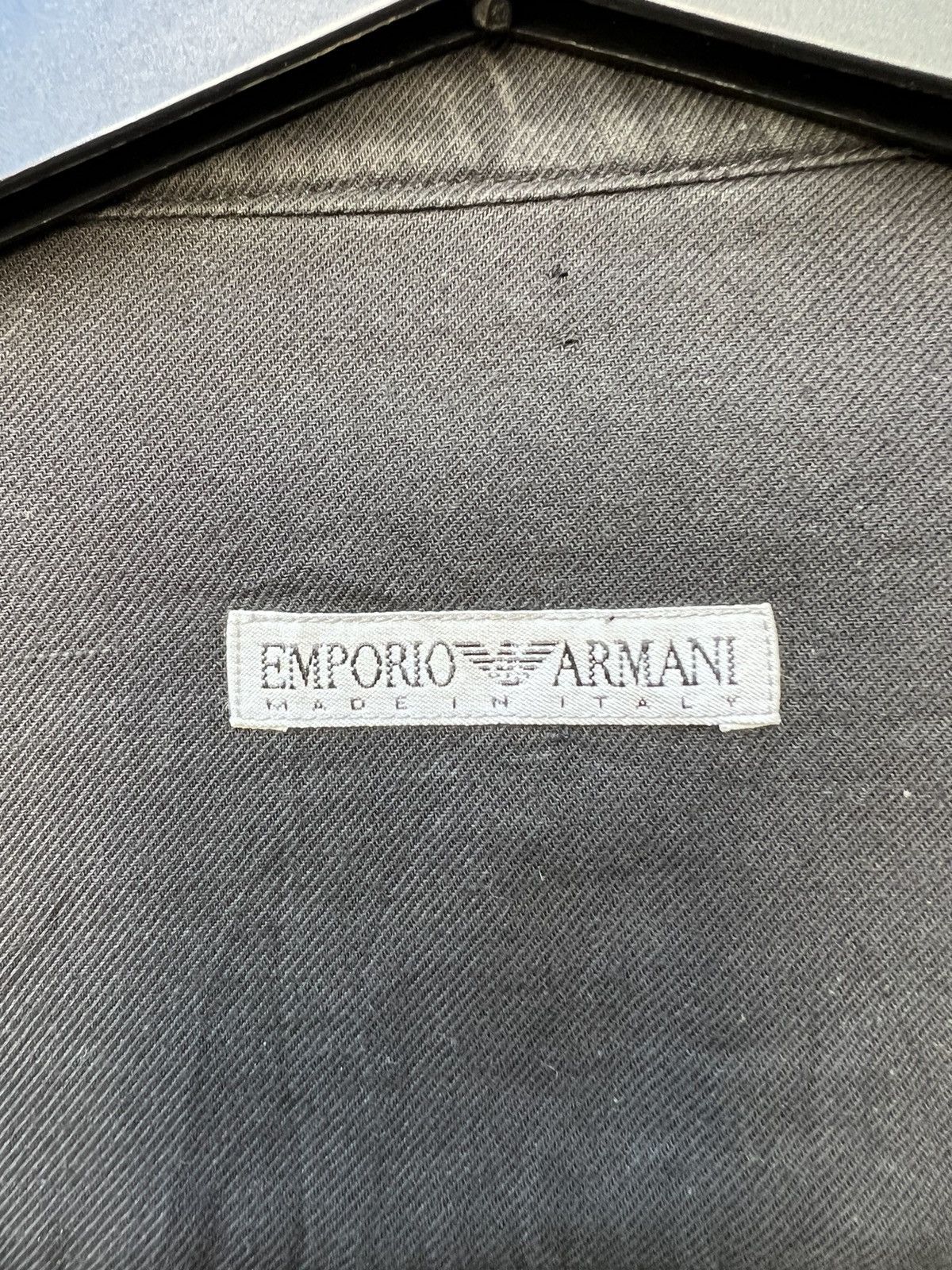 Emporio Armani VTG 90s Emporio Armani Sun Fade Black Moleskin Cotton Shirt Size US L / EU 52-54 / 3 - 16 Thumbnail