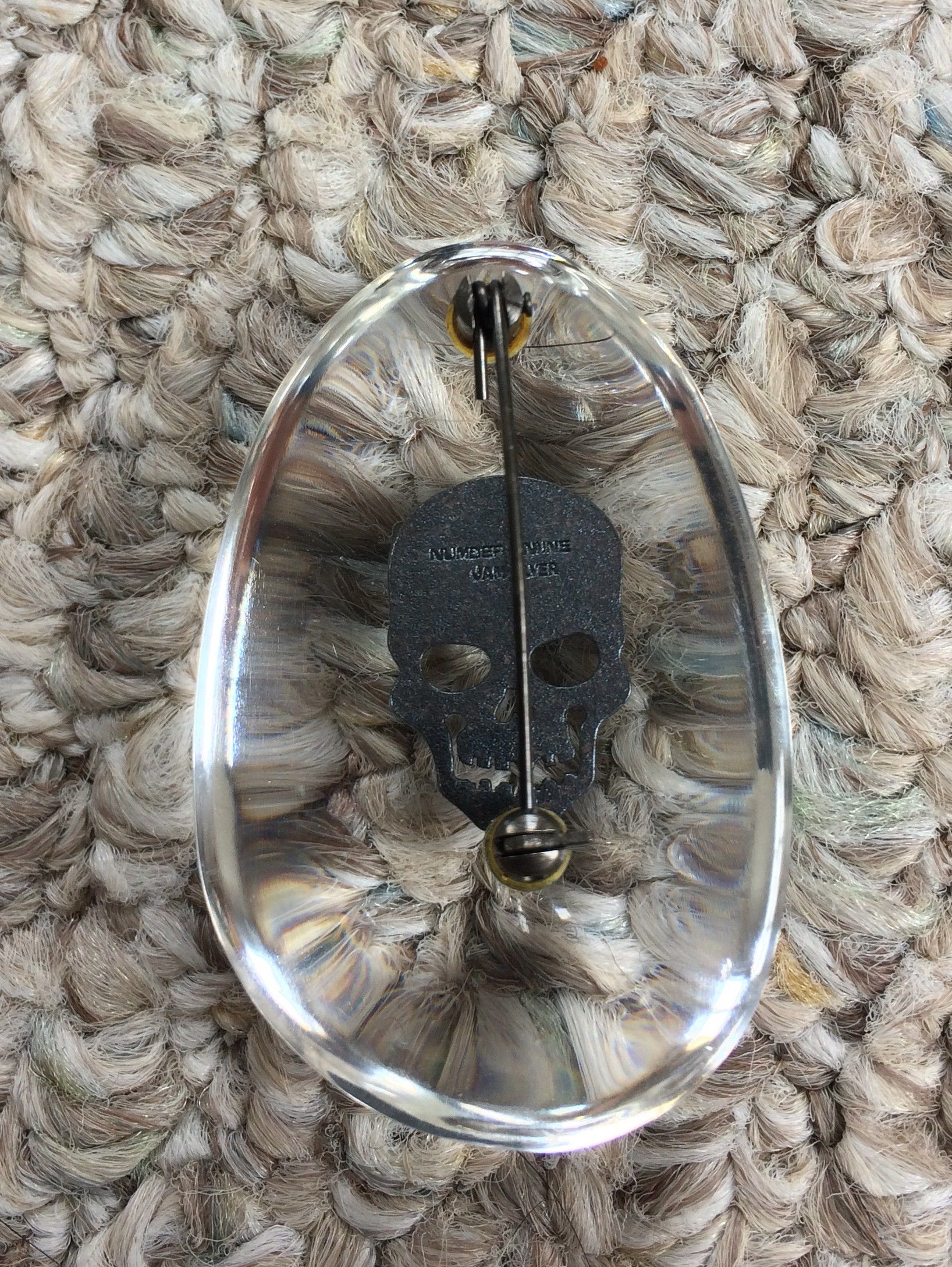 Number (N)ine NEW SS05 Nightcrawler Acrylic Silver Skull Brooch Pin Size ONE SIZE - 3 Thumbnail