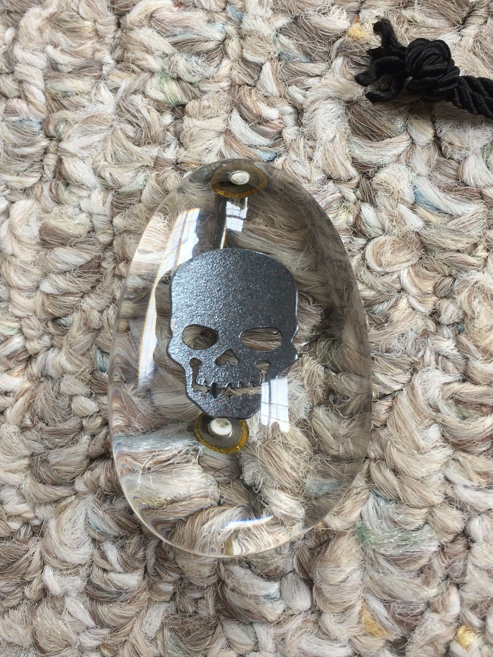 Number (N)ine NEW SS05 Nightcrawler Acrylic Silver Skull Brooch Pin Size ONE SIZE - 2 Thumbnail